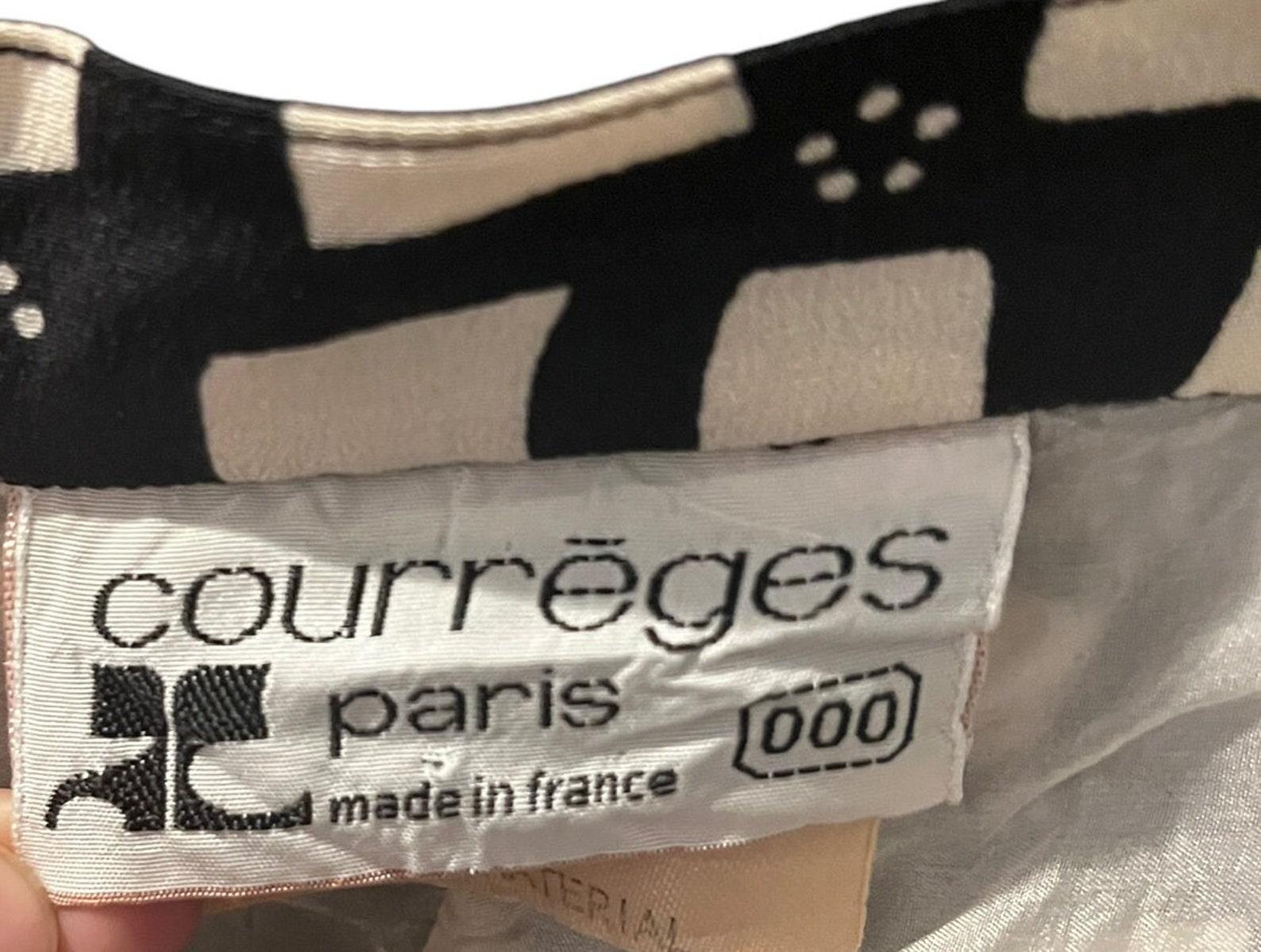 Courrèges Black and Ivory White Silk Skirt, Circa 1970s For Sale 5