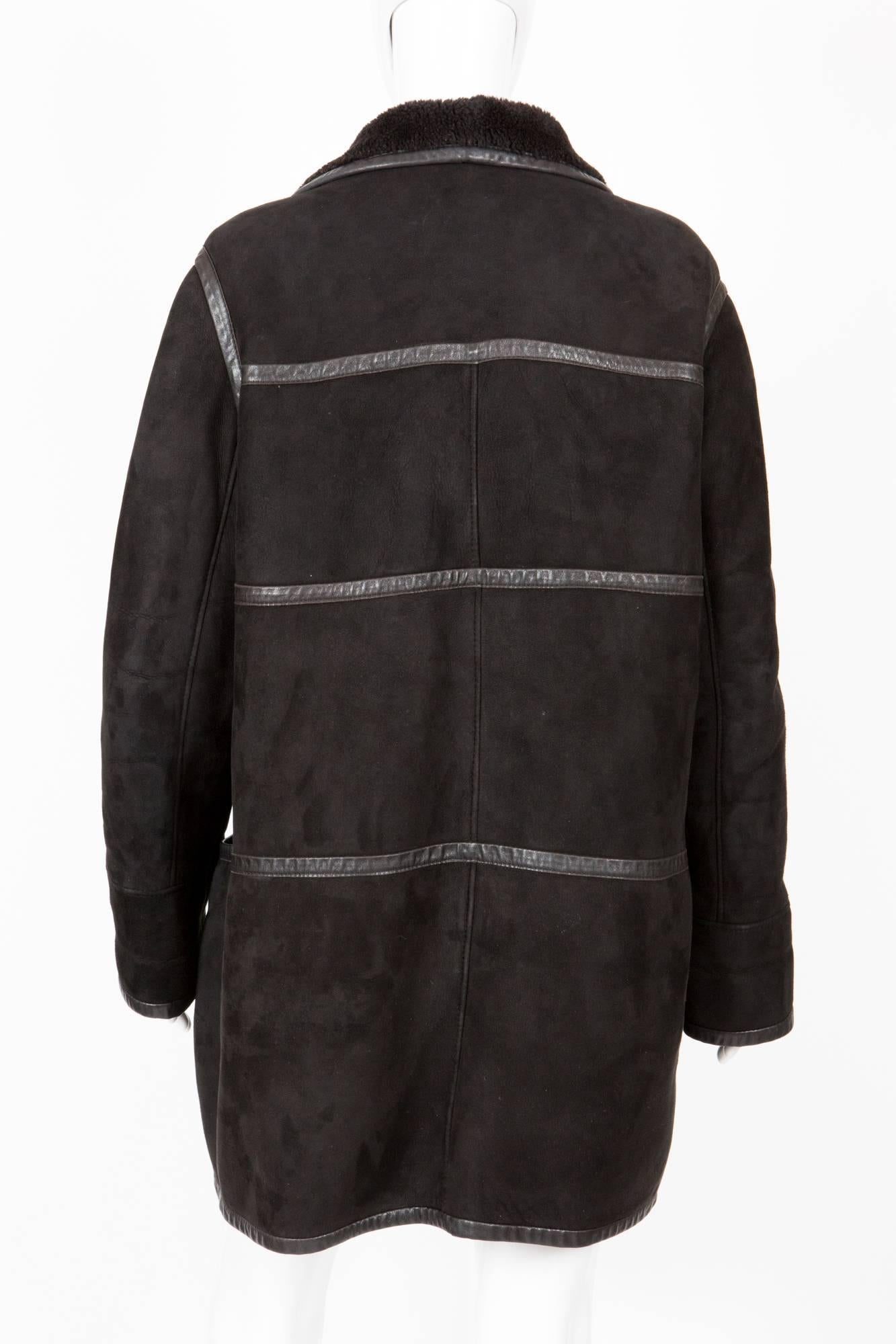 Women's Courreges Black Leather Coat, 1980s