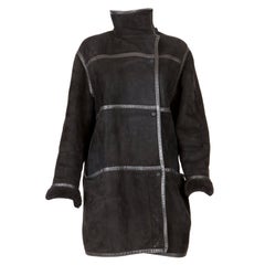 Courreges Black Leather Coat, 1980s