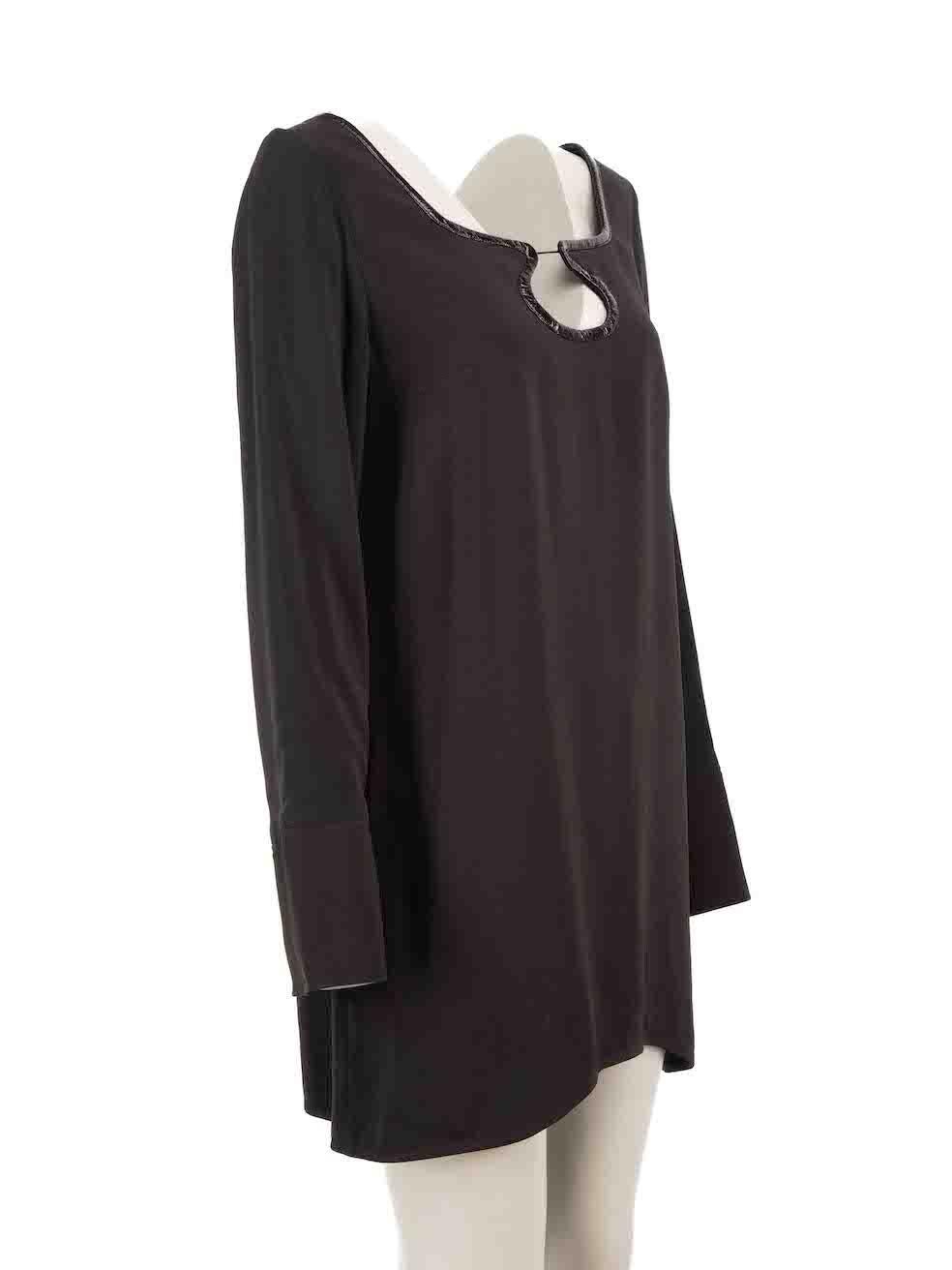 CONDITION is Very good. Hardly any visible wear to dress is evident on this used Courrèges designer resale item.
 
 
 
 Details
 
 
 Black
 
 Viscose
 
 Dress
 
 Mini
 
 Square neck
 
 Cut-out detail
 
 Long sleeves
 
 Back zip and hook fastening¬†
