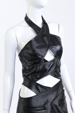 Courrèges Black Textured Crisscross Vinyl Mini Dress (US 4)