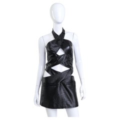 Courrèges Black Textured Crisscross Vinyl Mini Dress (US 4)