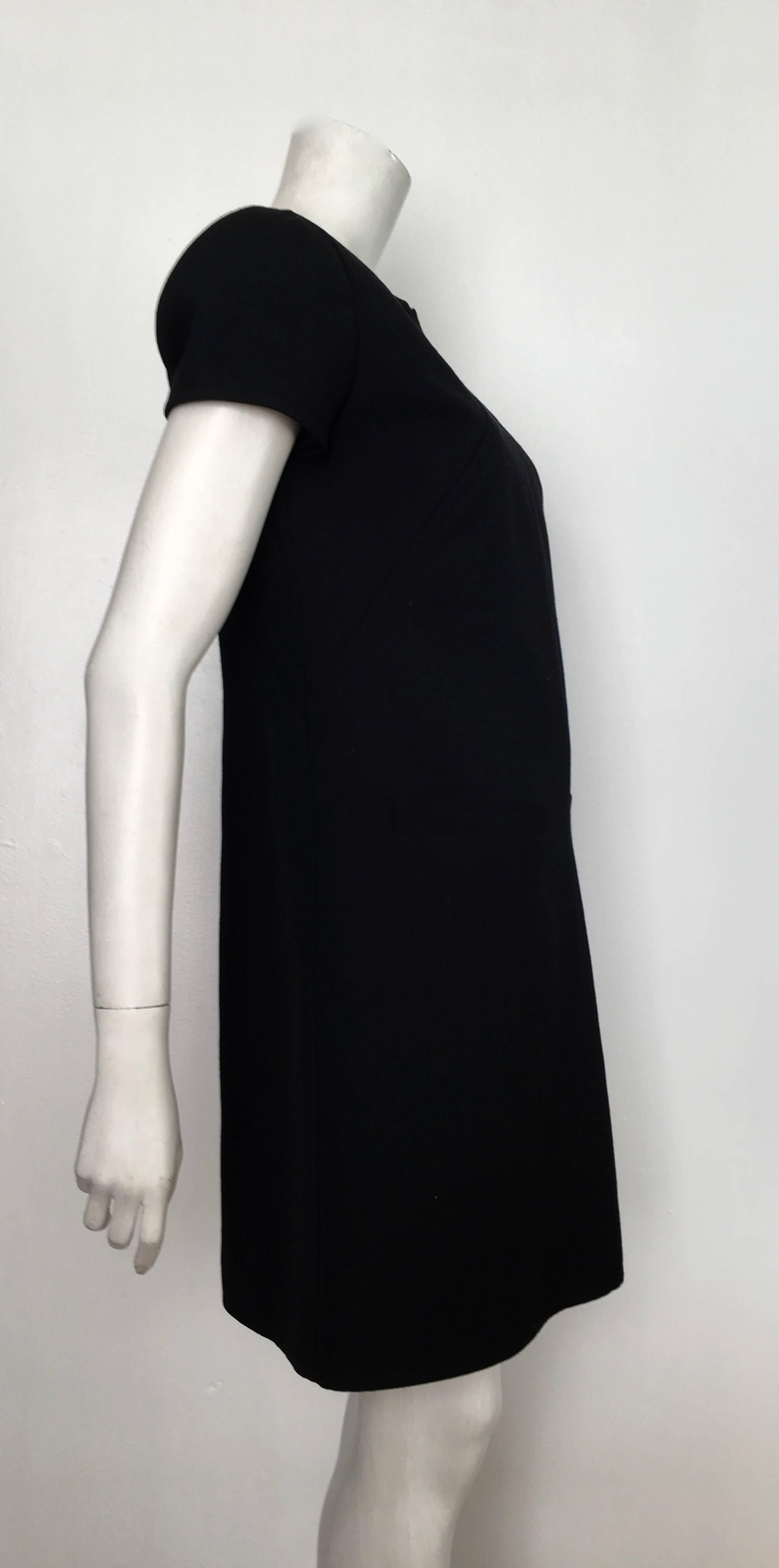 Courreges Black Wool Short Sleeve Dress with Pockets Size 8. 1