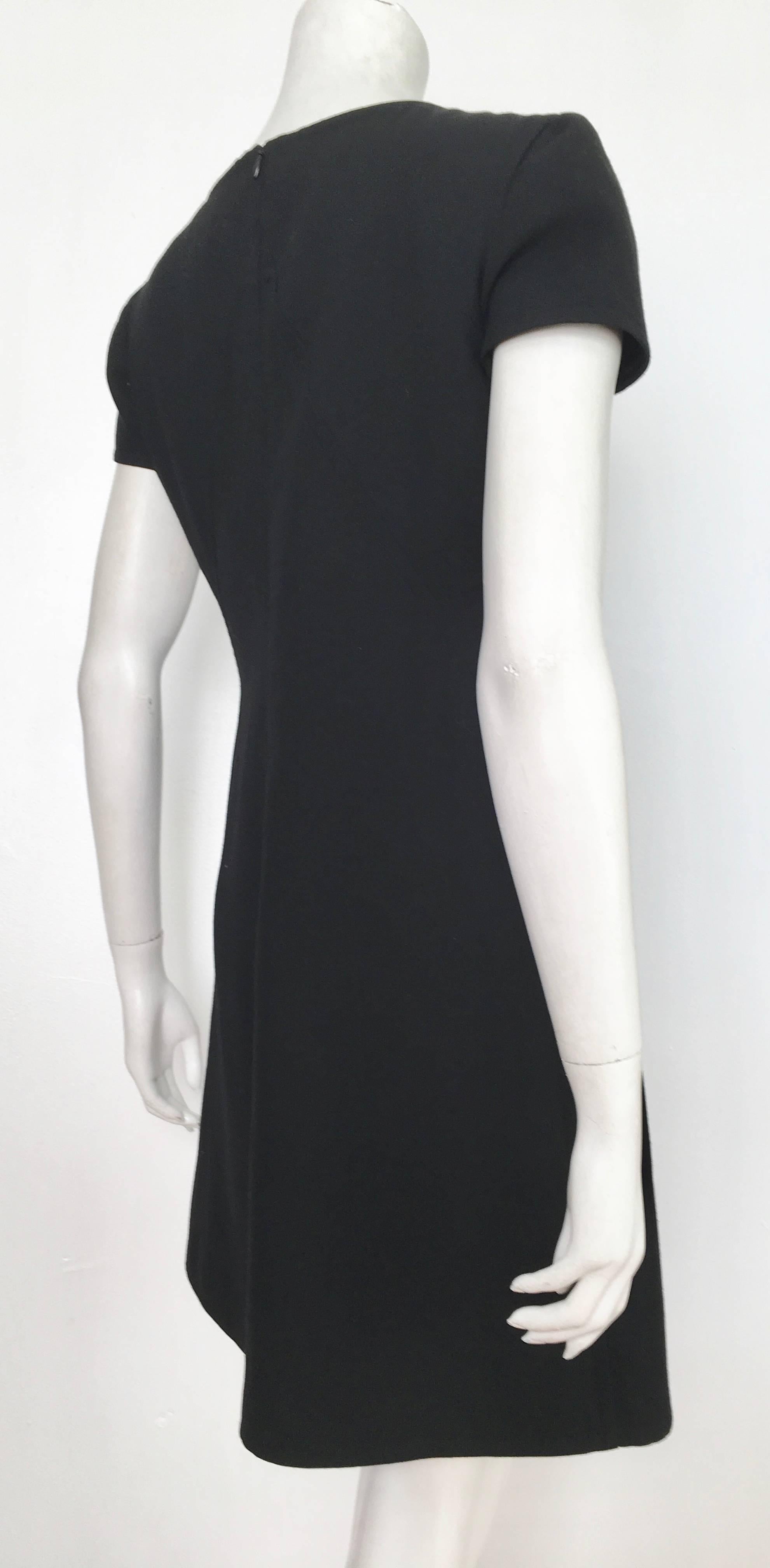 Courreges Black Wool Short Sleeve Dress with Pockets Size 8. 2