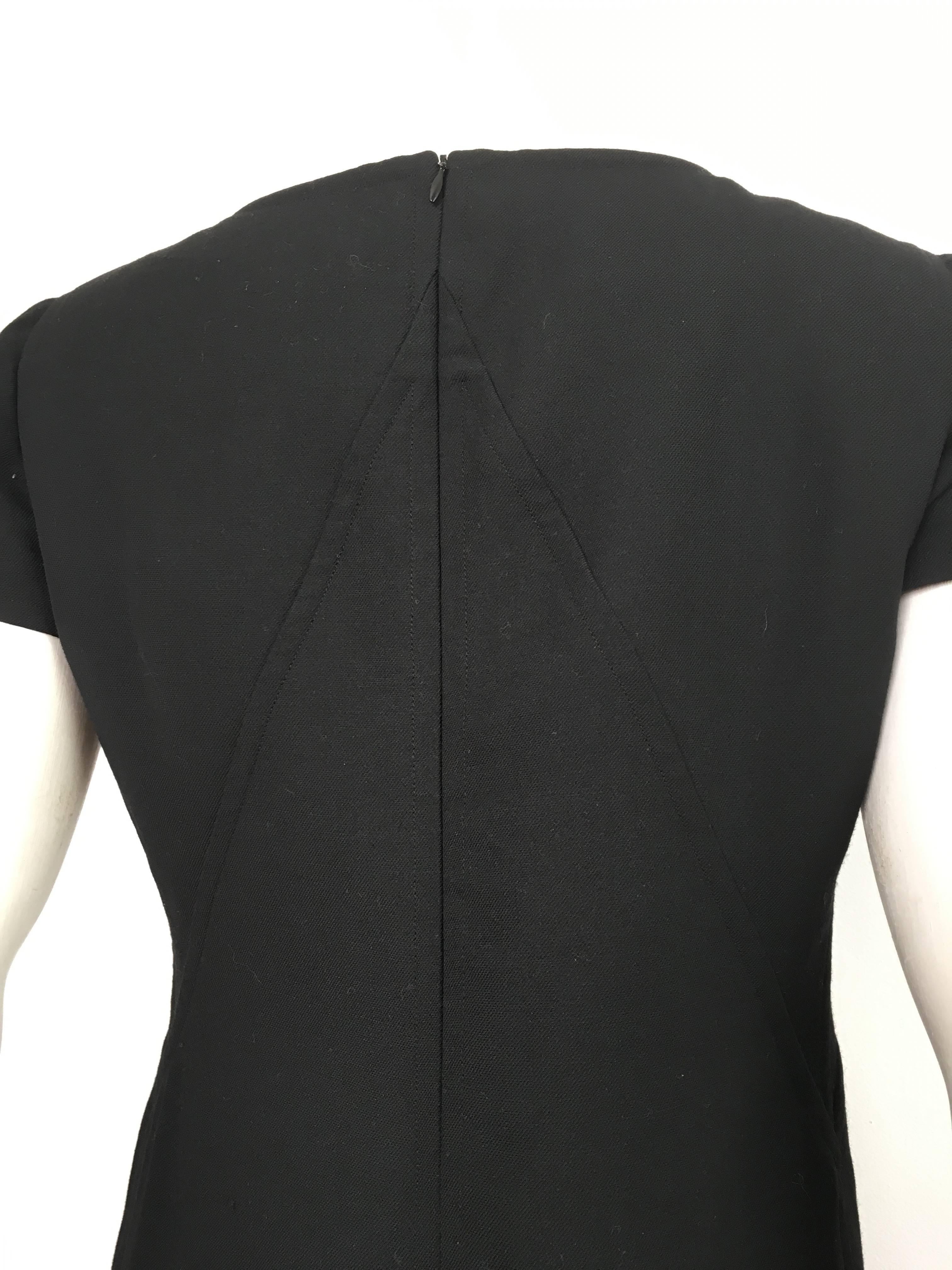 Courreges Black Wool Short Sleeve Dress with Pockets Size 8. 4