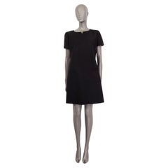 COURREGES black wool SHORT SLEEVE SHIFT Dress 44 XL