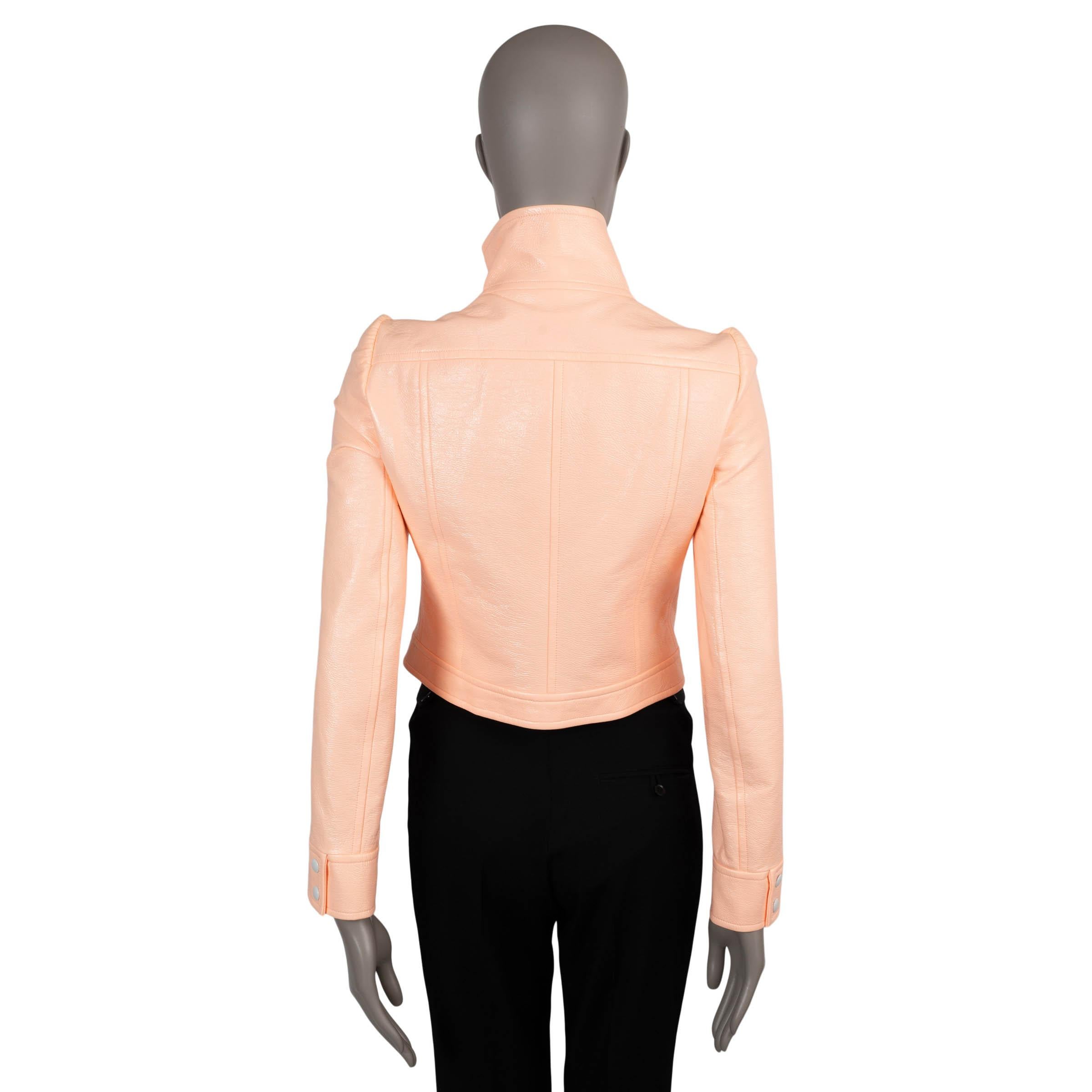 Beige COURREGES Jaune orange ICONIC VINYL CROPPED Jacket 38 S en vente