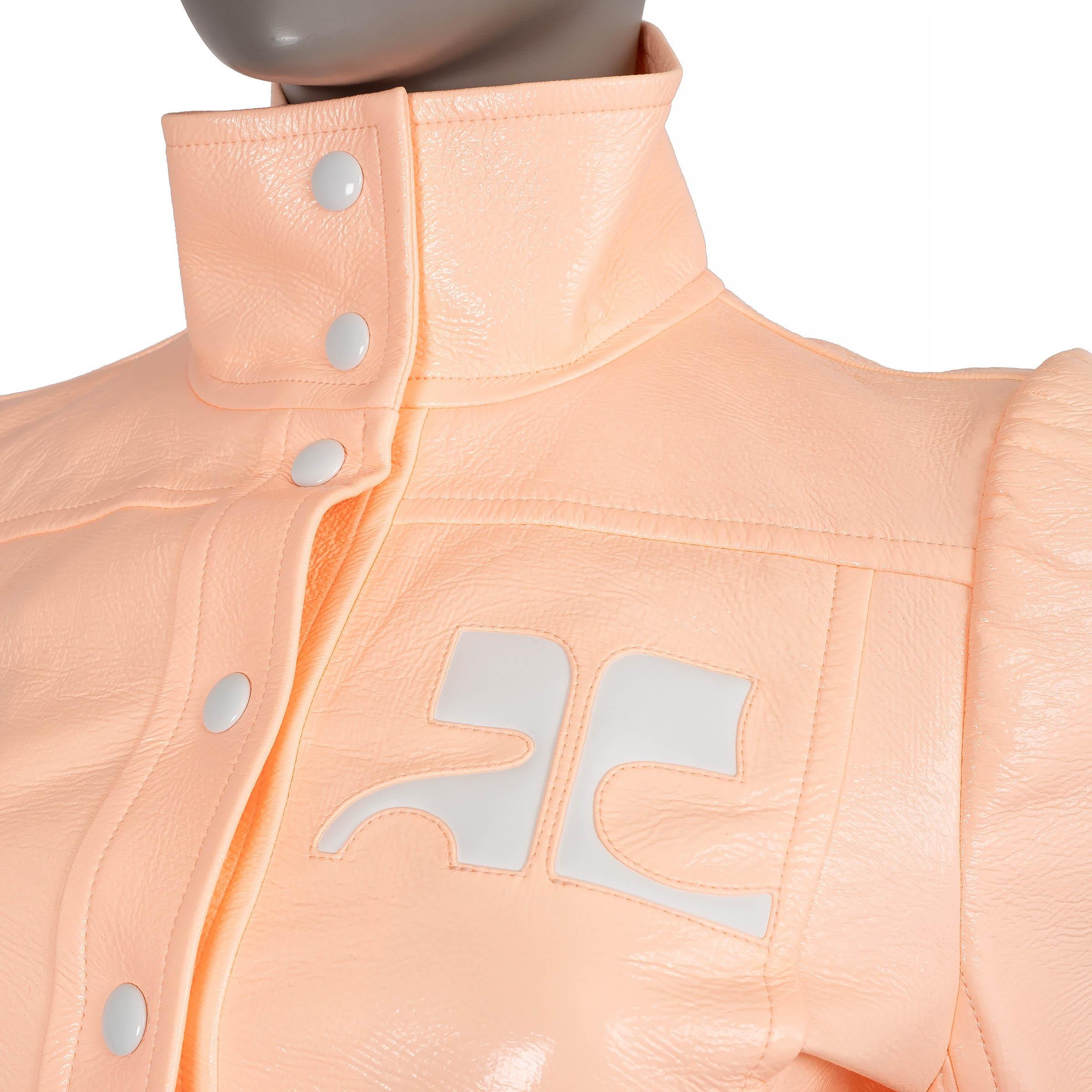 COURREGES Jaune orange ICONIC VINYL CROPPED Jacket 38 S Pour femmes en vente