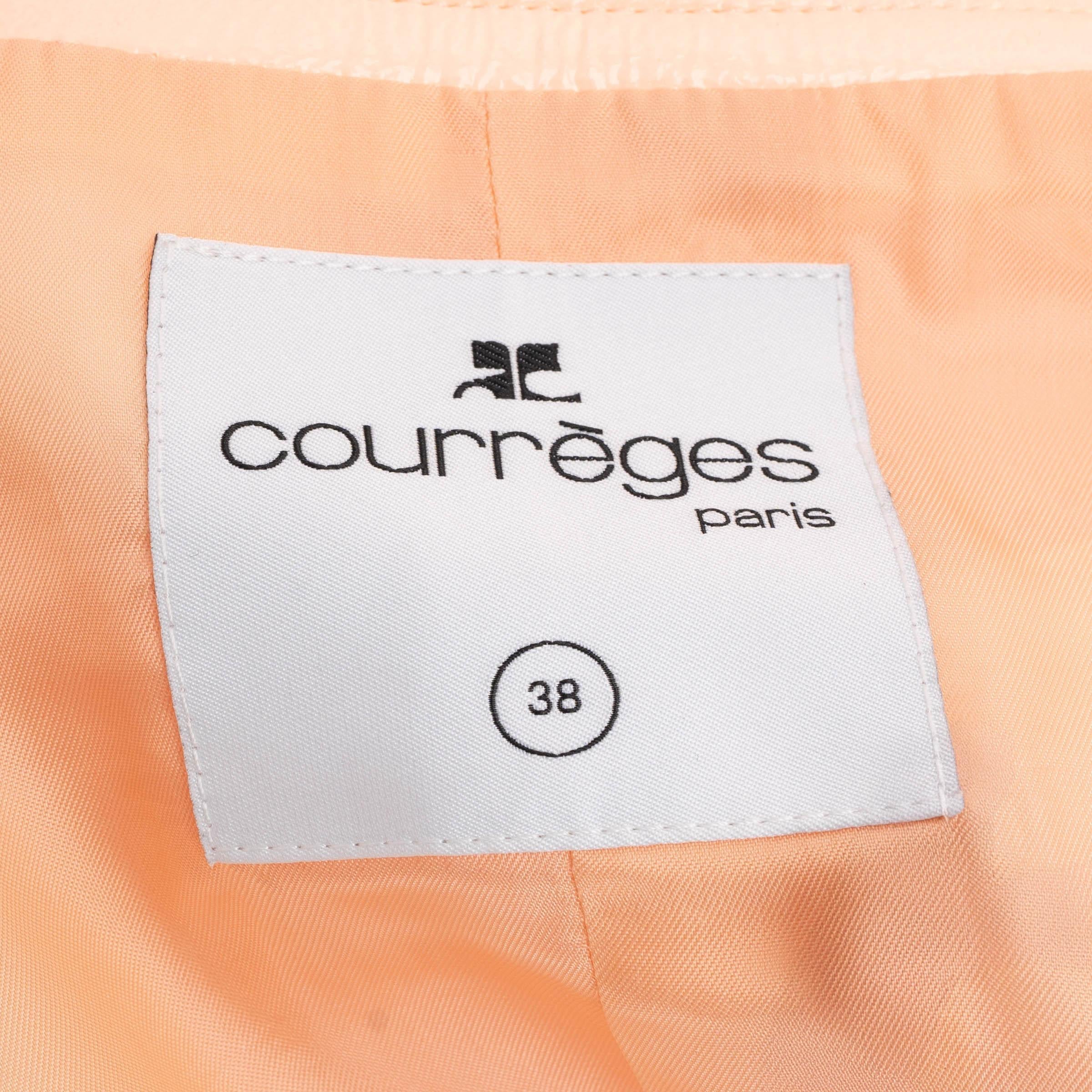 COURREGES Jaune orange ICONIC VINYL CROPPED Jacket 38 S en vente 2