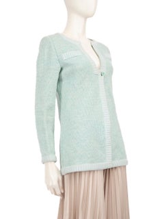 Courrèges Blue Long Sleeve Knit Cardigan Size M
