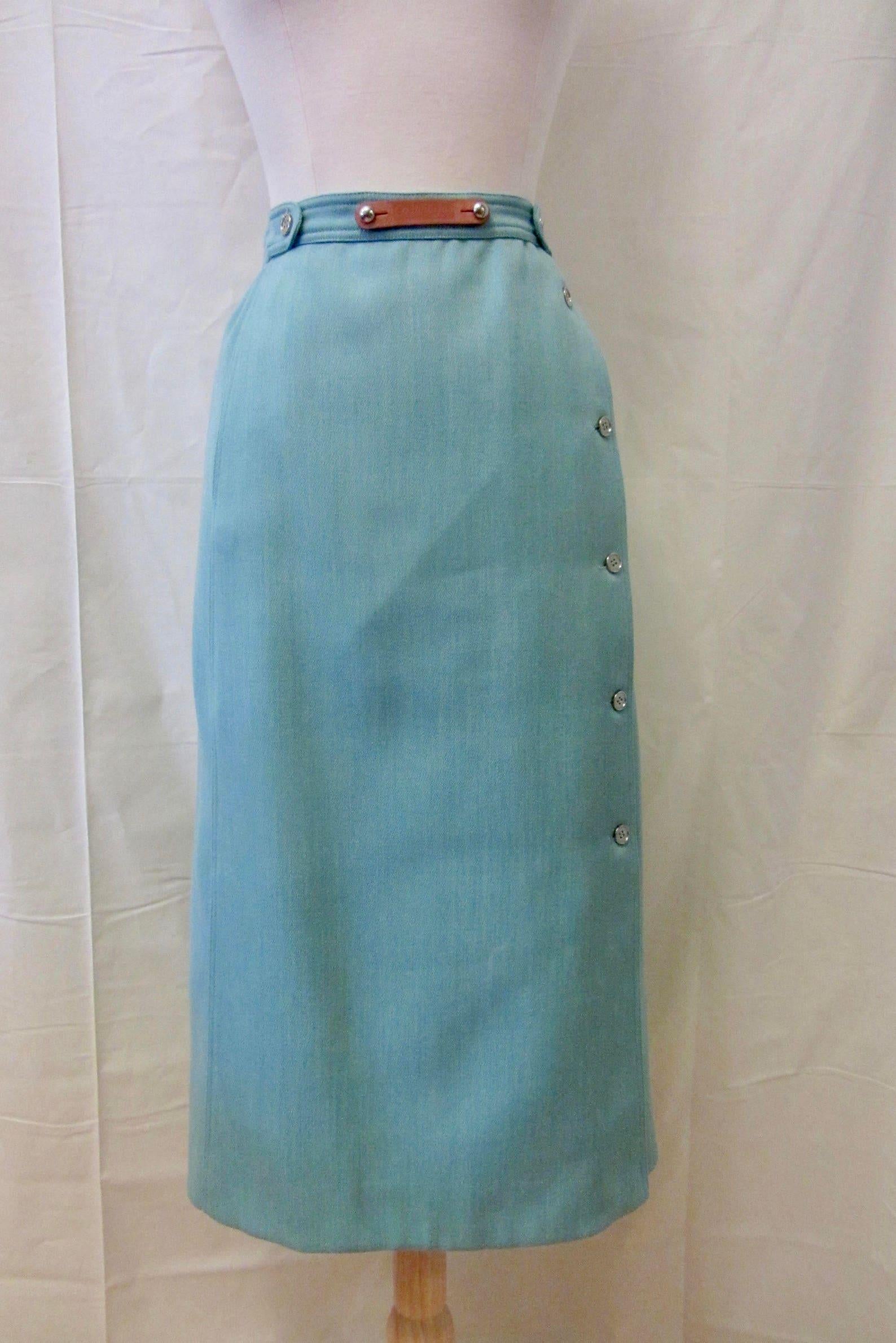 Courrèges Falda lápiz azul en Bueno estado para la venta en Brooklyn, NY