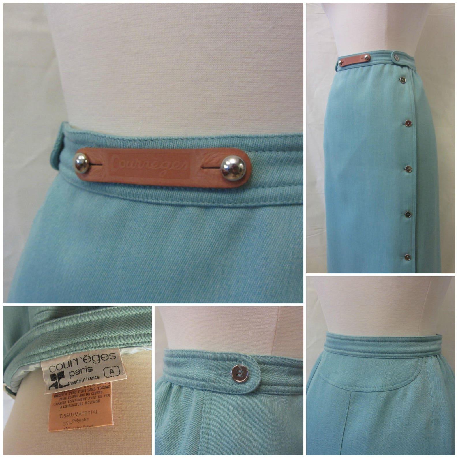 Courrèges Falda lápiz azul en venta 4