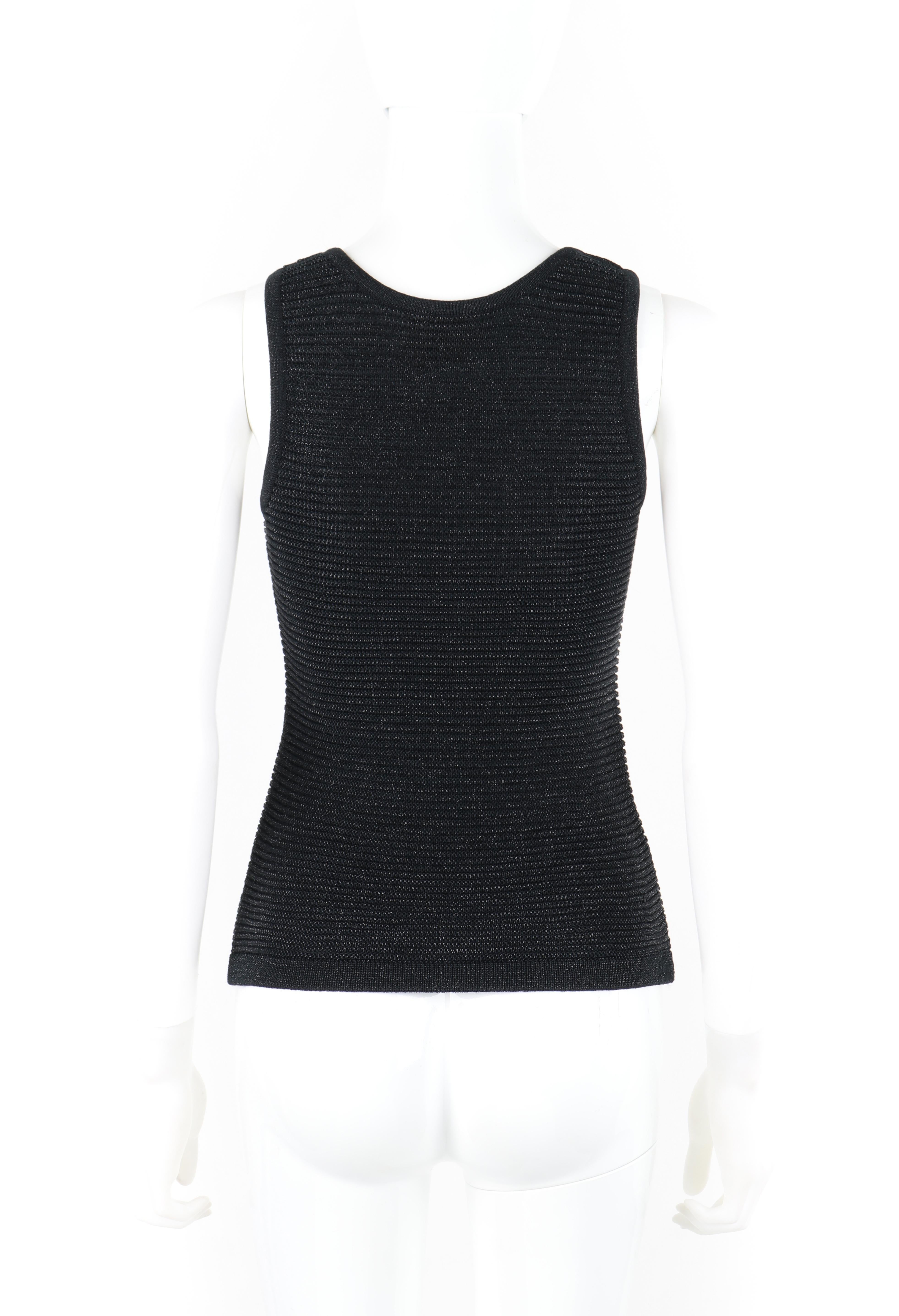 Women's COURREGES c.1960s Black Sparkle Sheen Knit Zip-Up Sleeveless Sweater Top For Sale