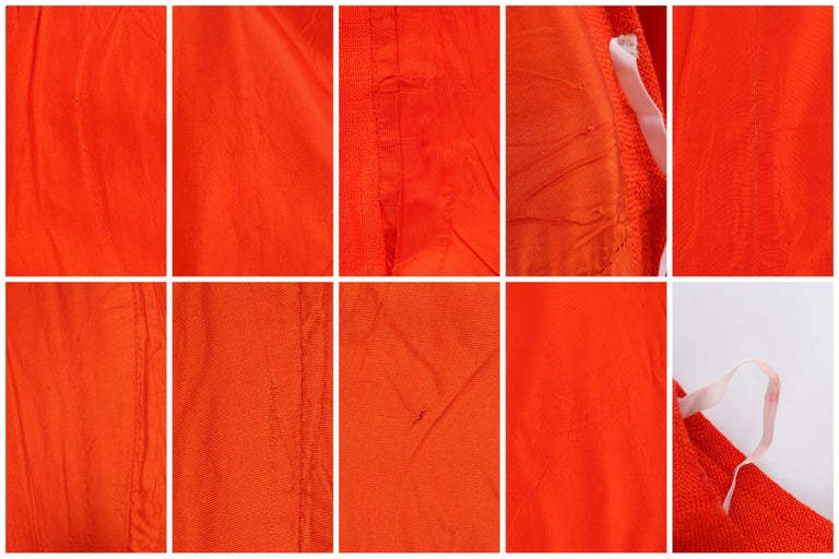 COURREGES c.1960’s Orange White Signature Logo Snap Button Up A-Line Wrap Skirt For Sale 5