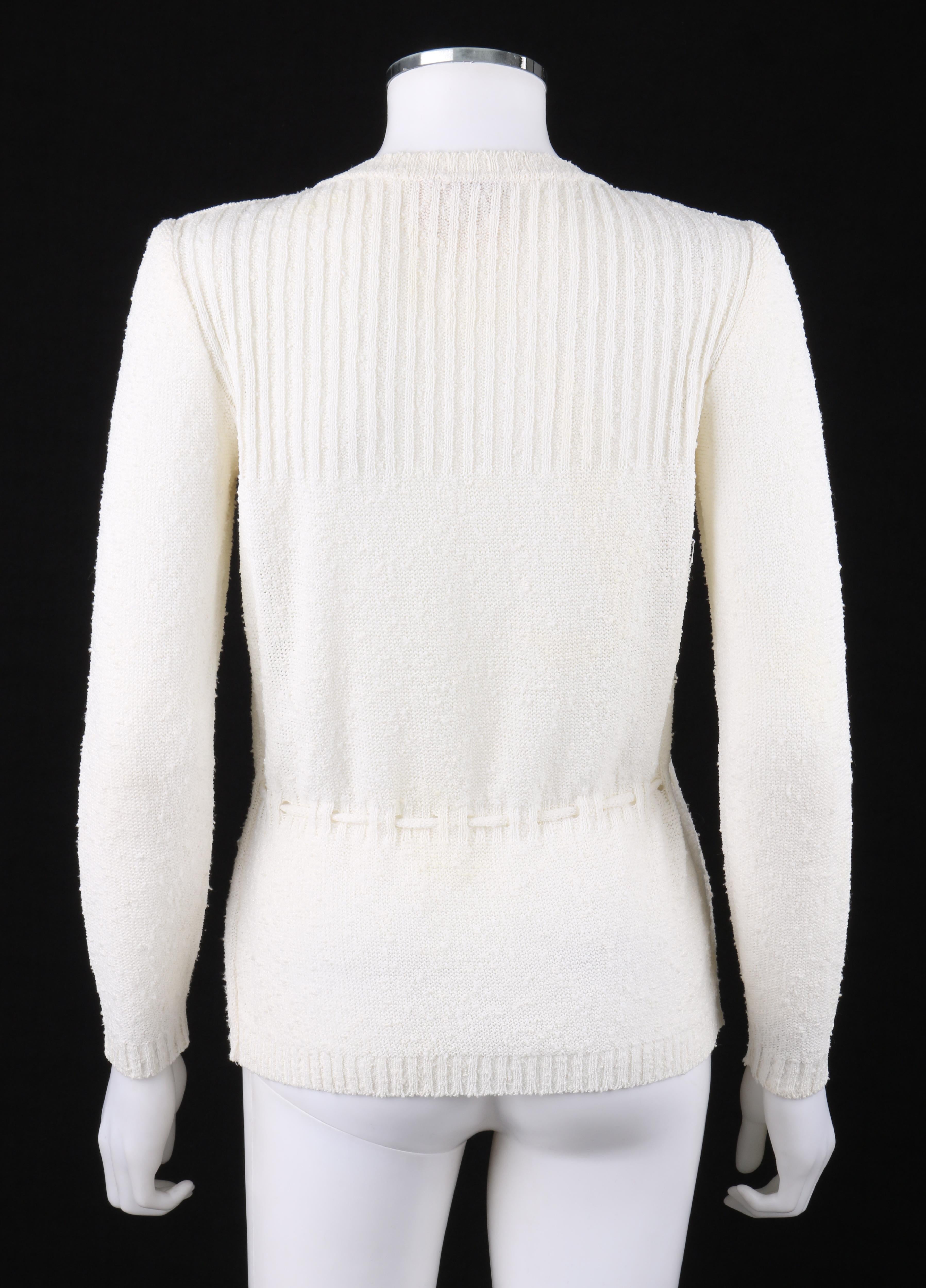 COURREGES c.1970-1980's Ivory Slub Knit Button-Up Long Sleeve Cardigan ...