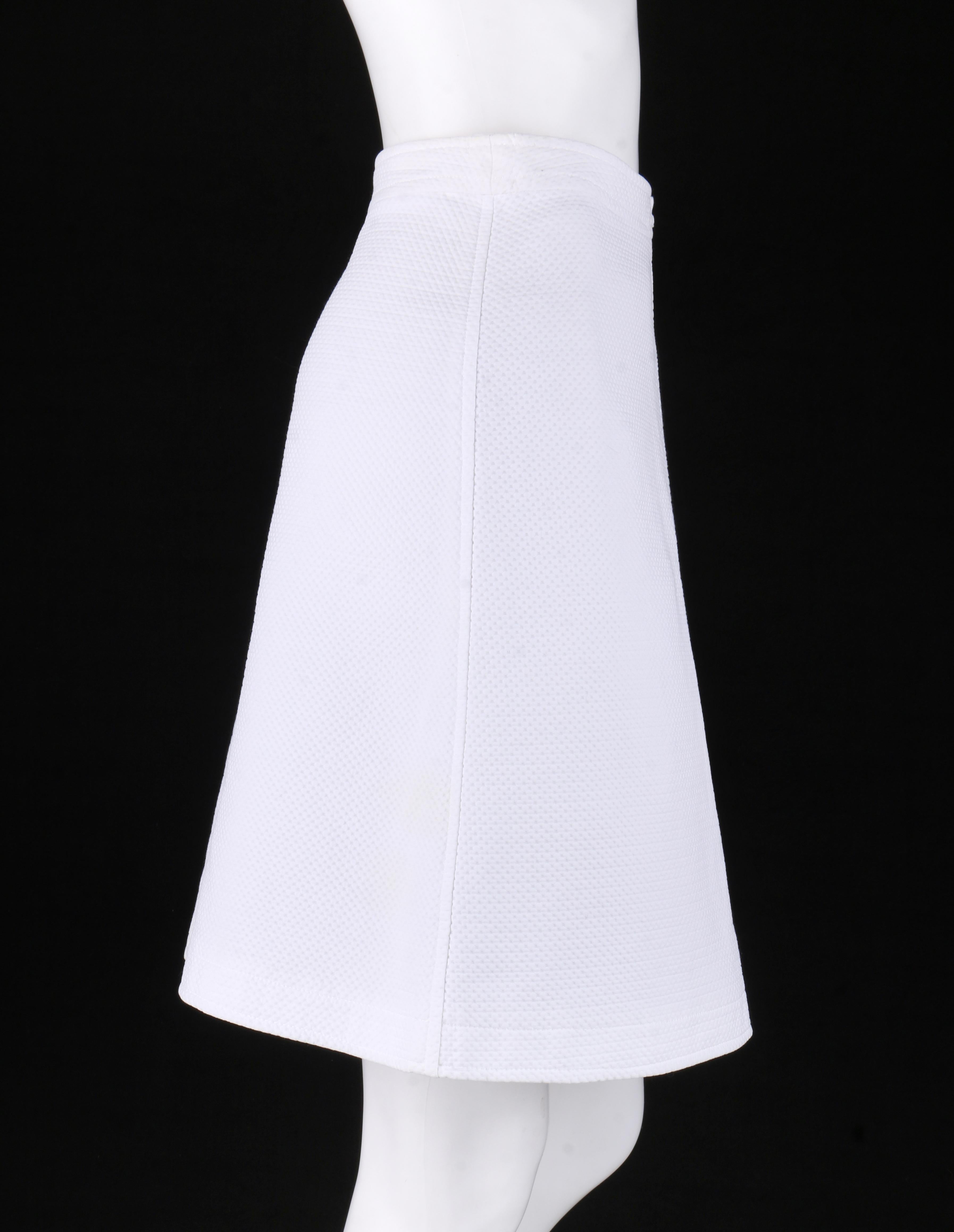 COURREGES c.1970’s 2 Pc White Textured Bralette Tank Top Belted Wrap Skirt Set  2