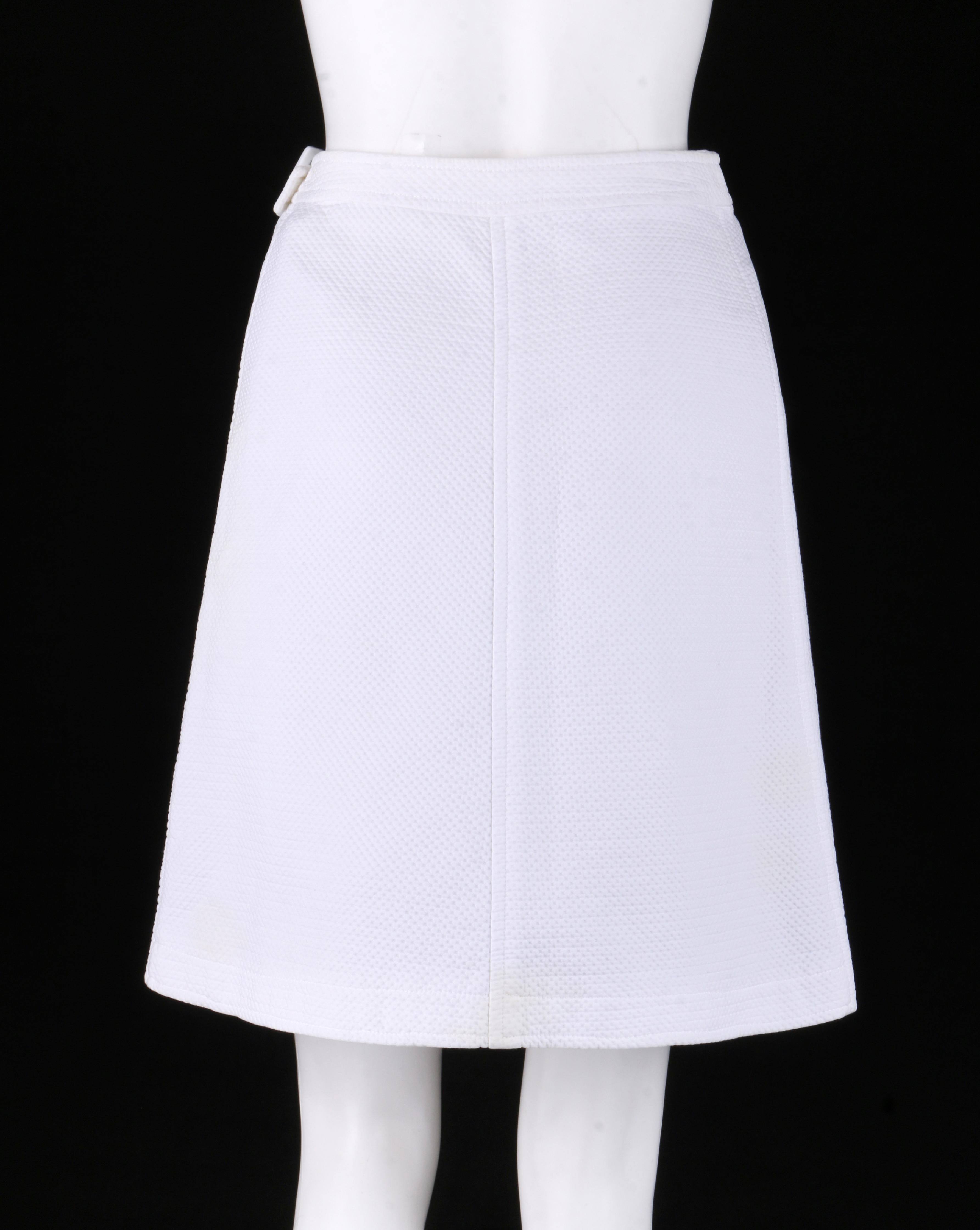 COURREGES c.1970’s 2 Pc White Textured Bralette Tank Top Belted Wrap Skirt Set  3