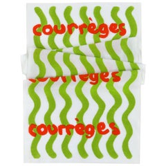 COURRÈGES - Écharpe portefeuille à rayures ondulées abstraites des années 1970