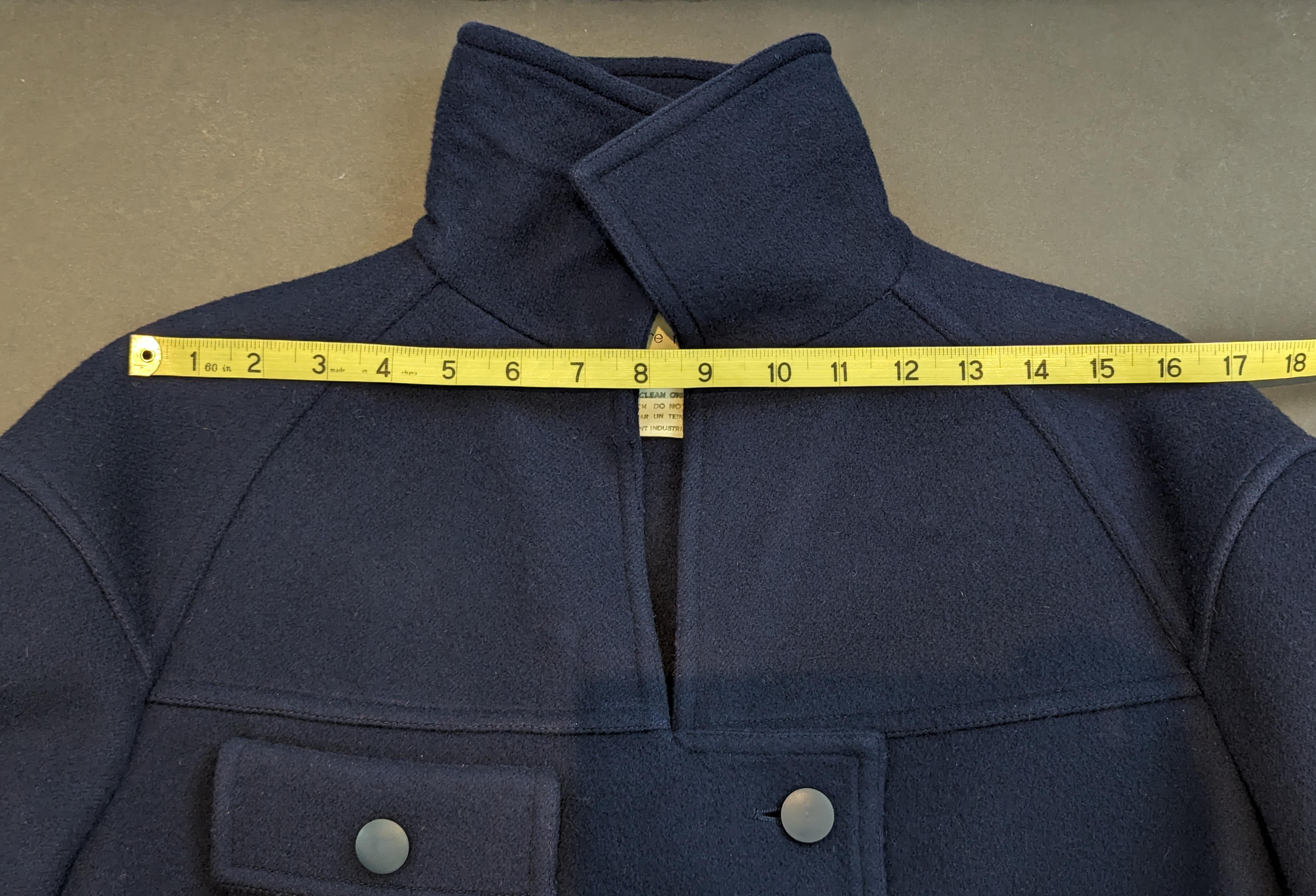 COURREGES c.1970's Couture Future Marine Navy Asymmetrical Button Front Overcoat For Sale 8