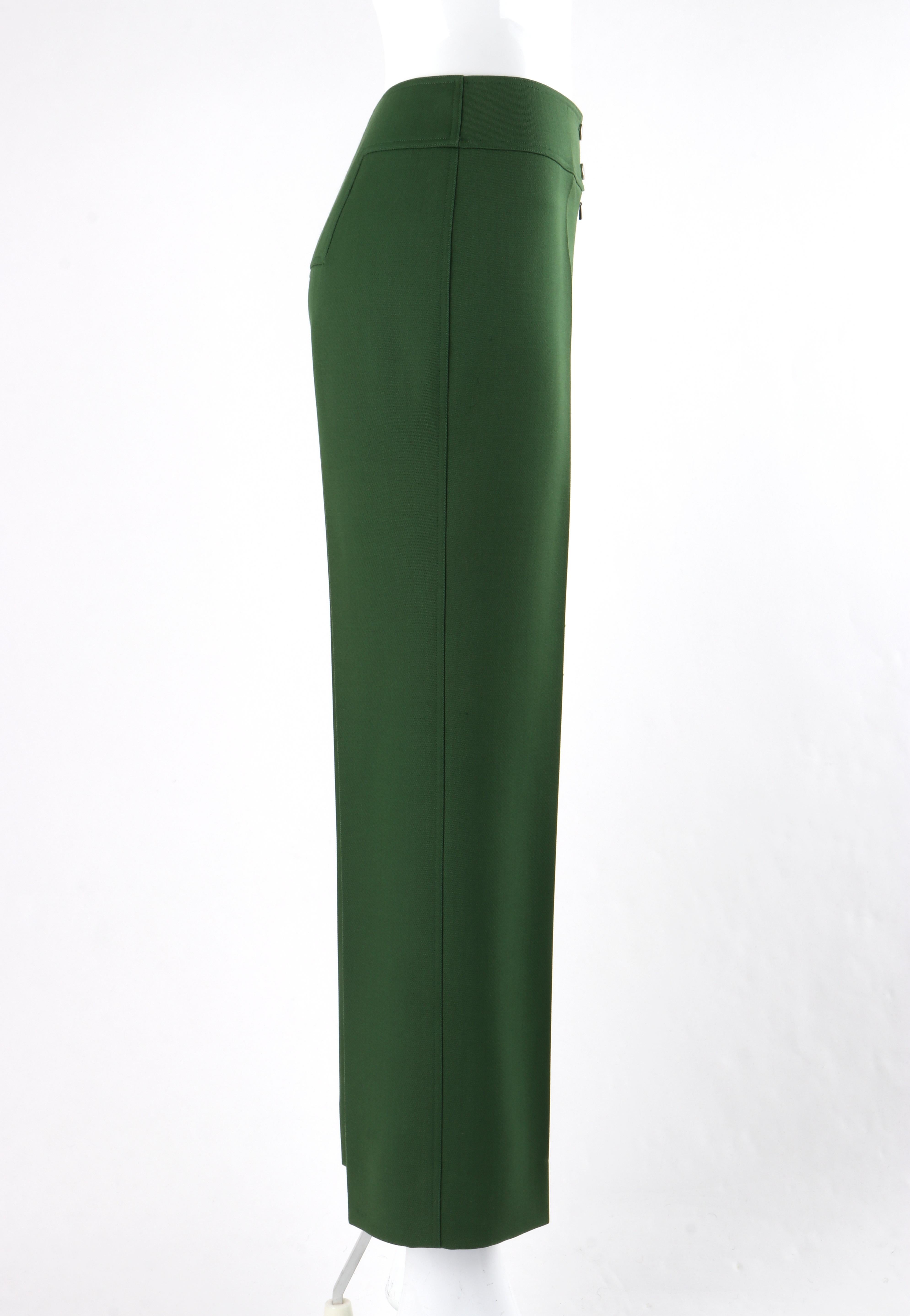 green fitted pants