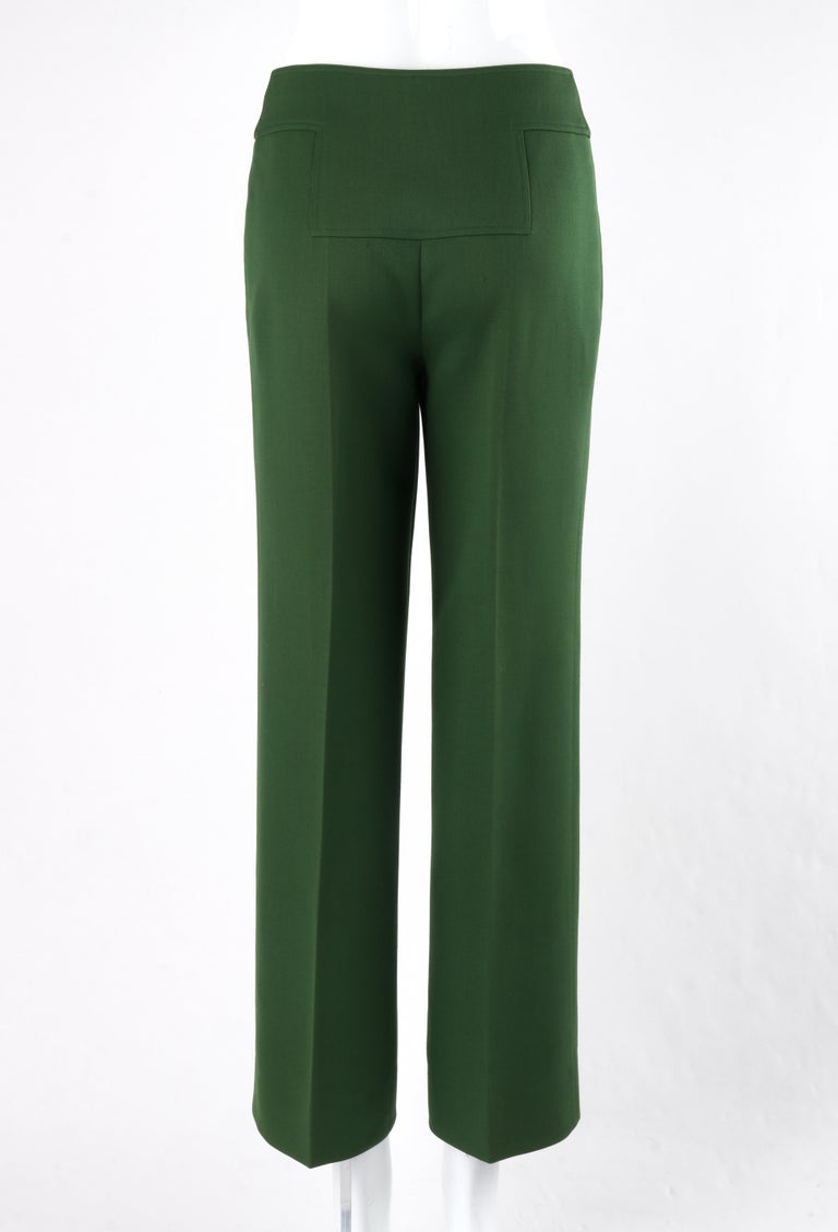 COURREGES c.1970’s Green Fitted Waistband Straight / Wide Leg Trouser ...