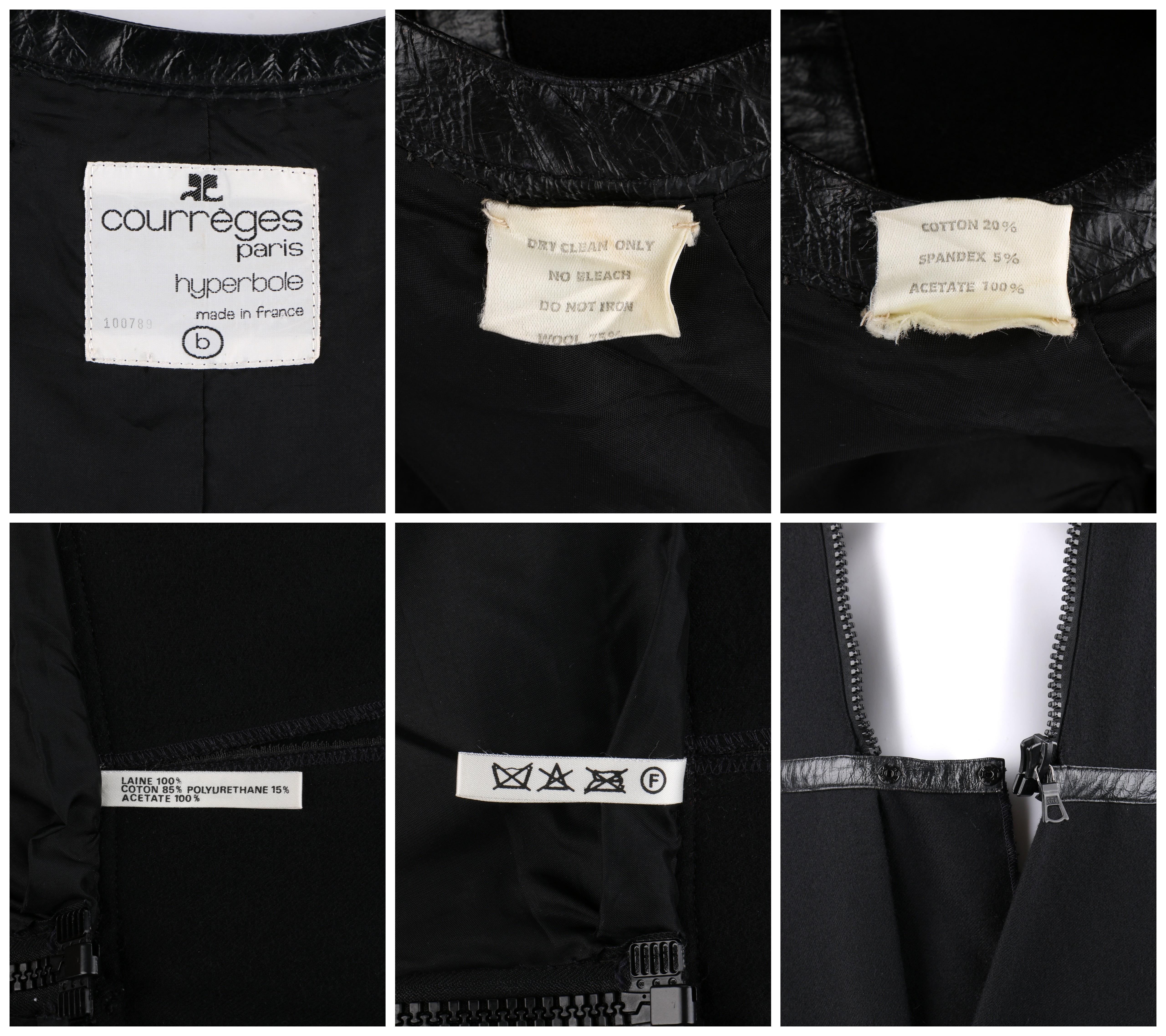 COURREGES c.1970's Hyperbole Black Short Sleeve Box Pleat Fit n Flare Tea Dress 2