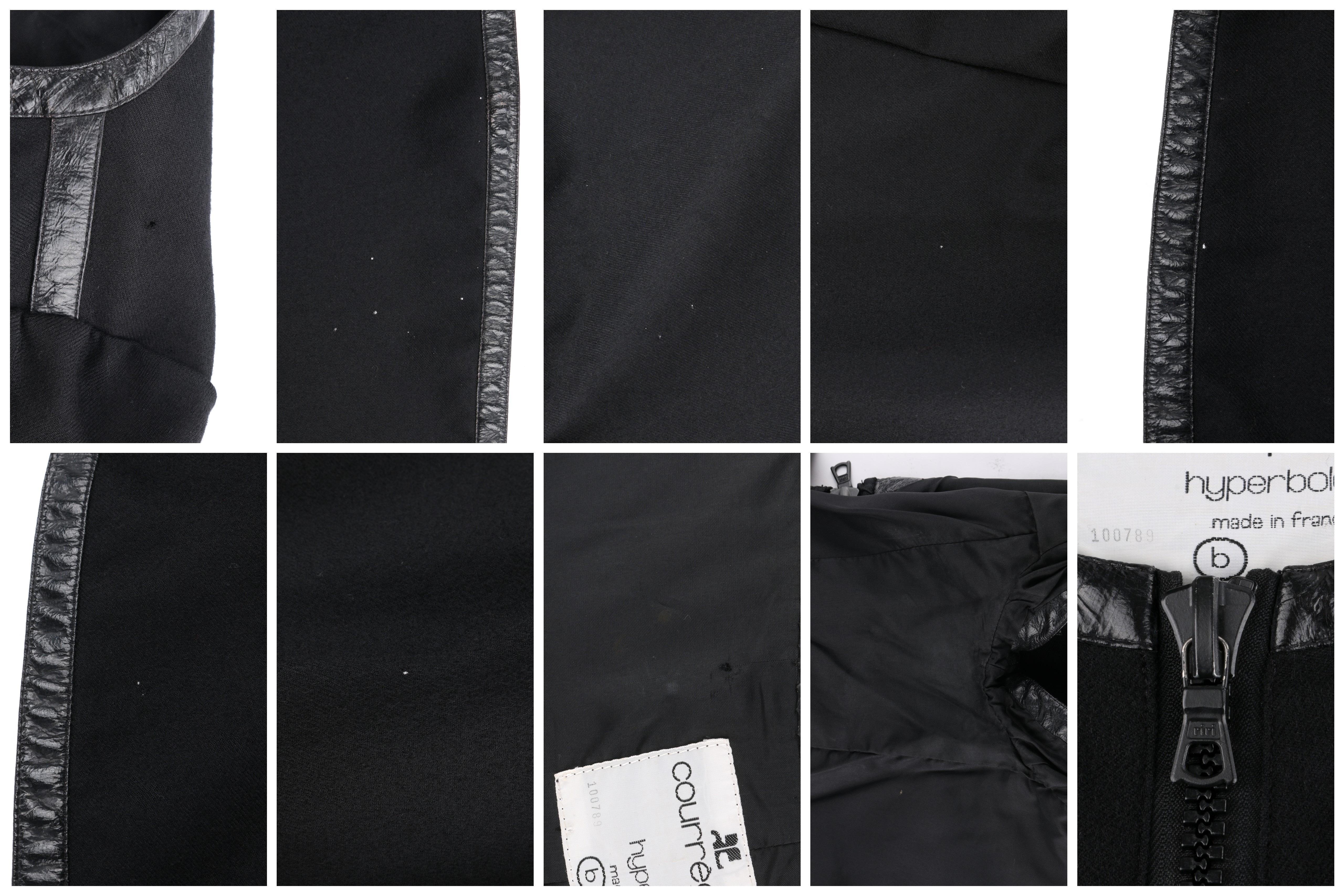 COURREGES c.1970's Hyperbole Black Short Sleeve Box Pleat Fit n Flare Tea Dress 3