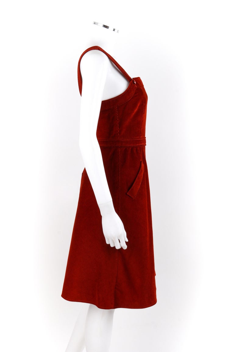 COURREGES c.1970's Hyperbole Blood Red Corduroy Sleeveless A