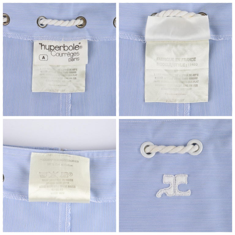 COURREGES c.1970’s Hyperbole Blue White Stripe Rope Belted Flared A-Line Skirt For Sale 2