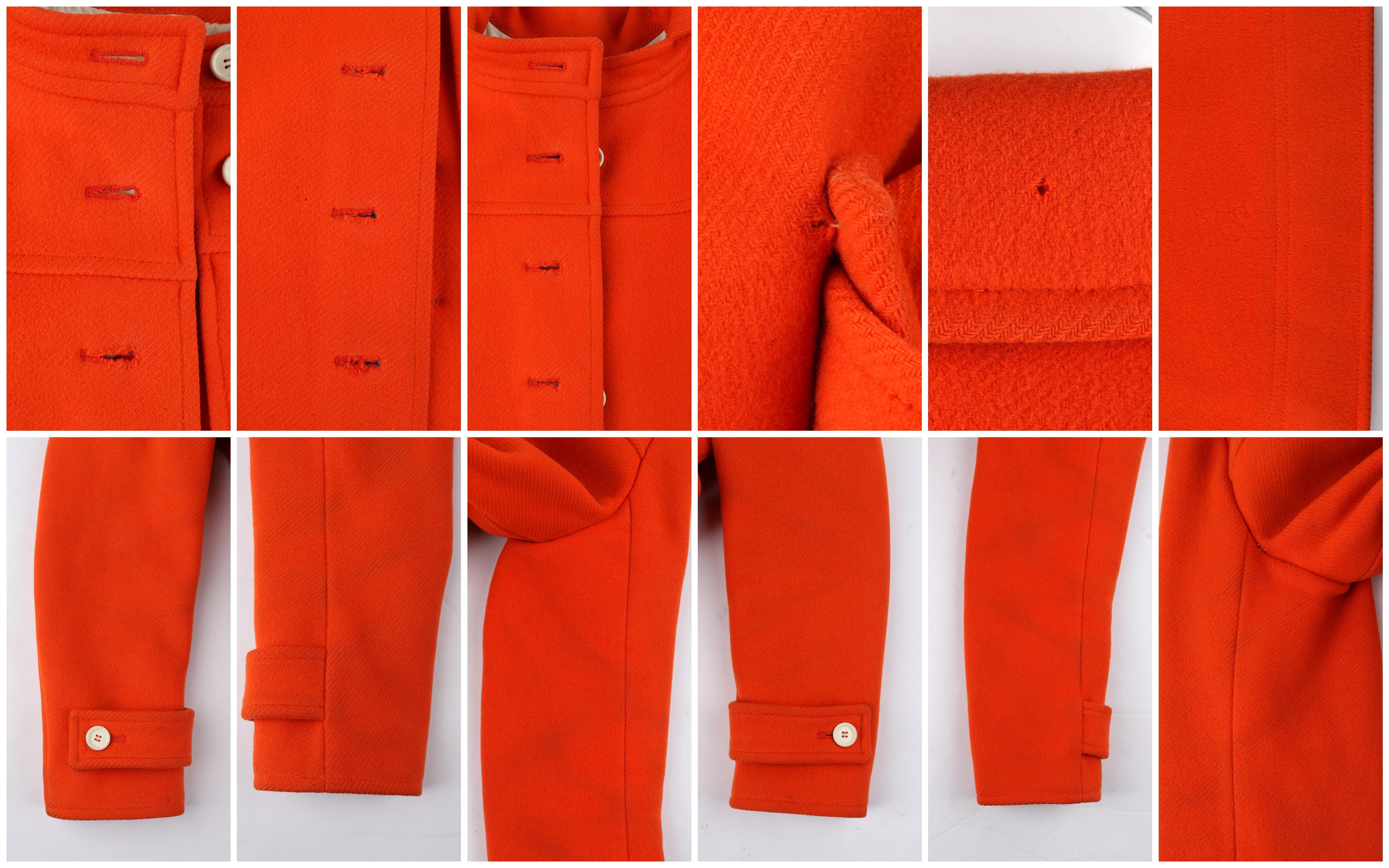 COURREGES c.1970’s Hyperbole Orange Belted Button Front Coat Overcoat Numbered For Sale 5