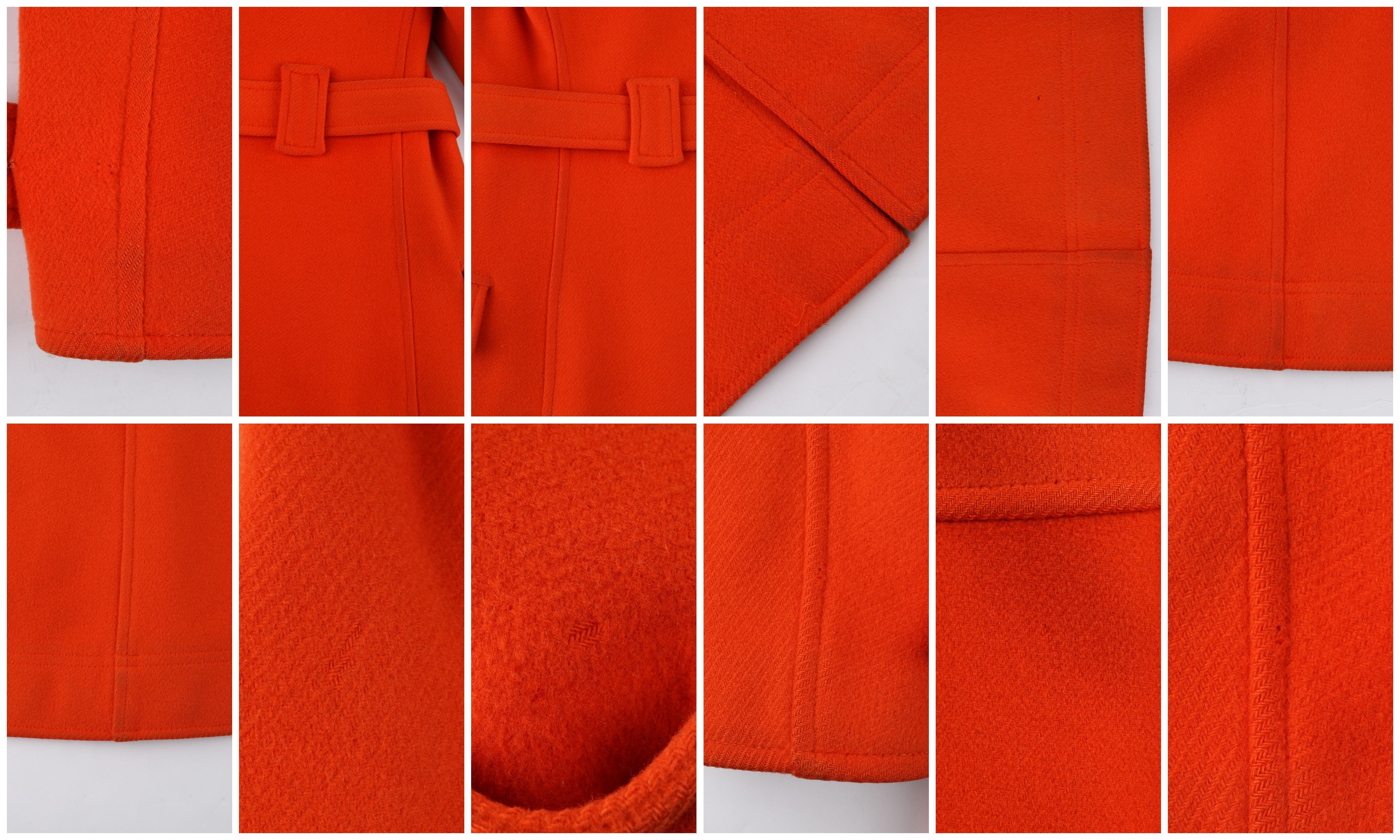 COURREGES c.1970’s Hyperbole Orange Belted Button Front Coat Overcoat Numbered For Sale 6