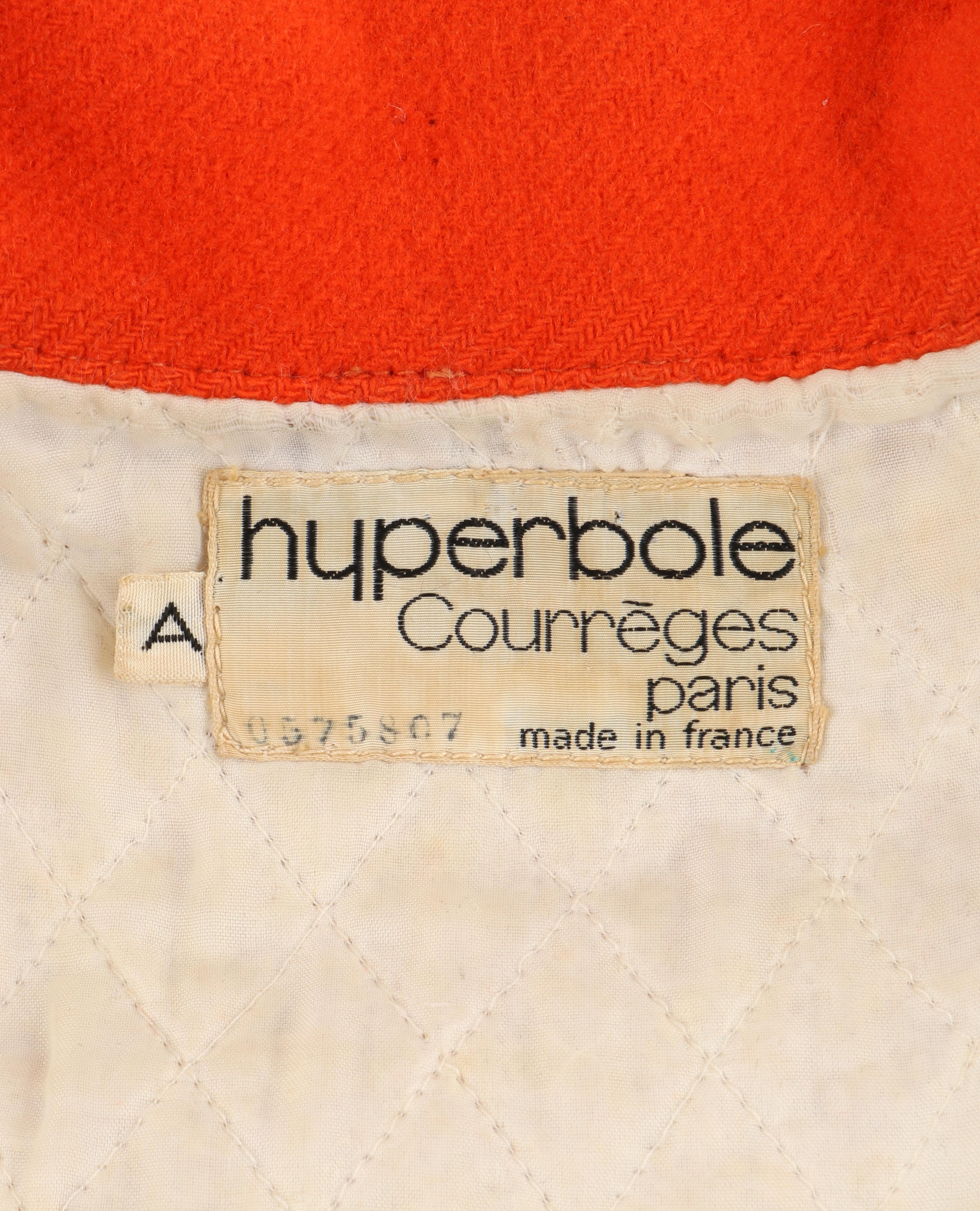 COURREGES c.1970’s Hyperbole Orange Belted Button Front Coat Overcoat Numbered For Sale 3
