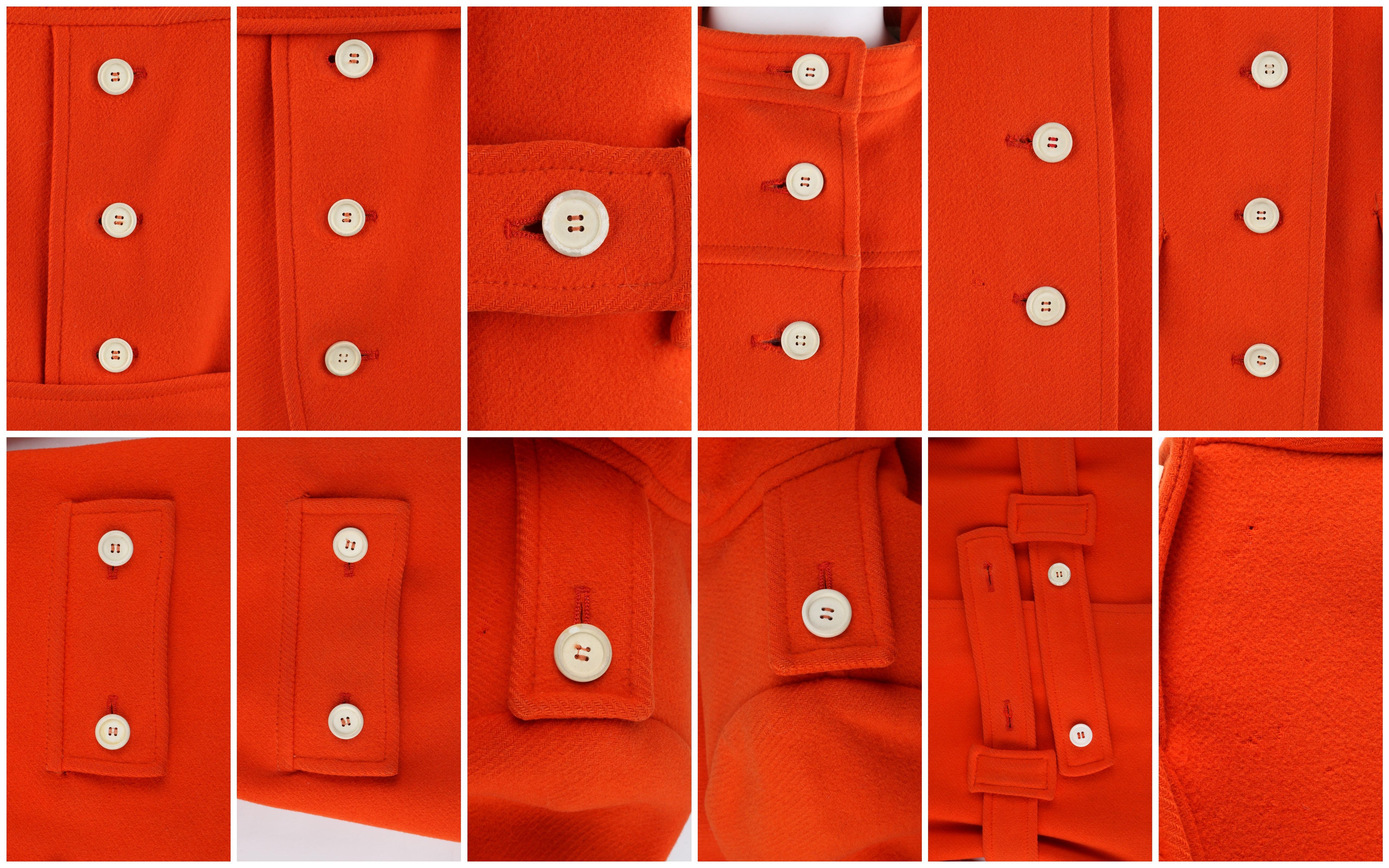 COURREGES c.1970’s Hyperbole Orange Belted Button Front Coat Overcoat Numbered For Sale 4