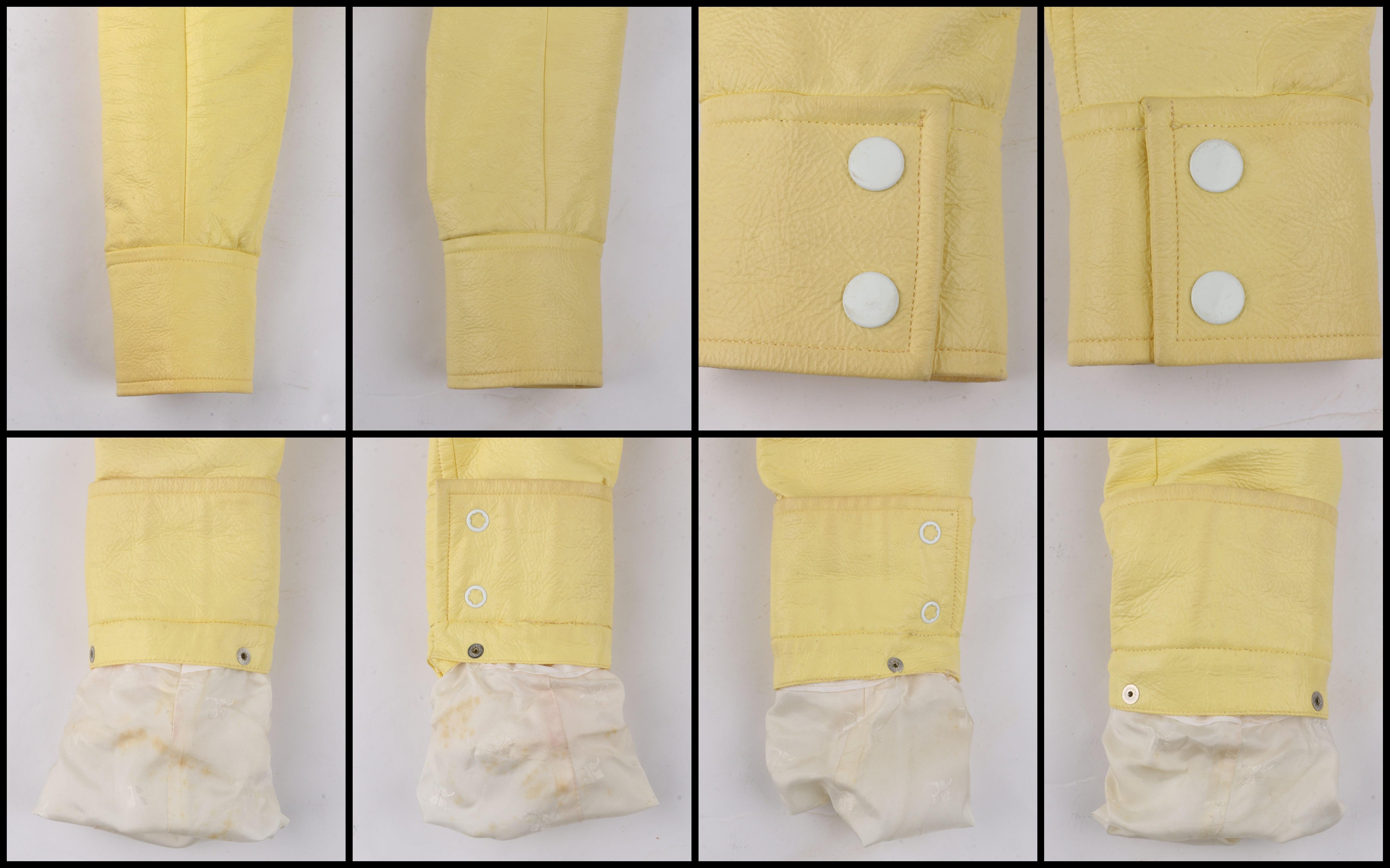 COURREGES c.1970's Icterine Yellow Vinyl Mod Signature Logo Cropped Jacket 5