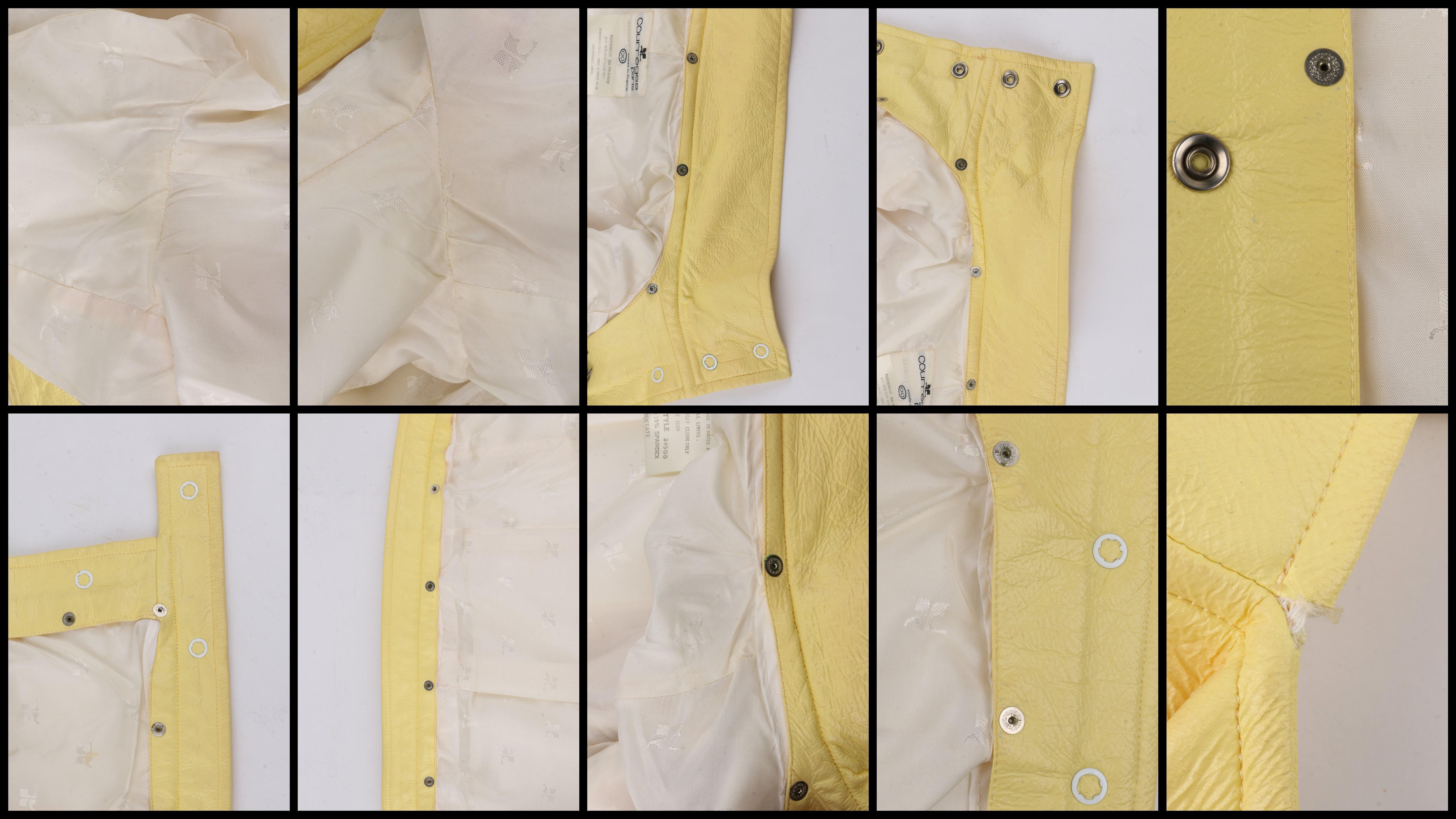 COURREGES c.1970's Icterine Yellow Vinyl Mod Signature Logo Cropped Jacket 3