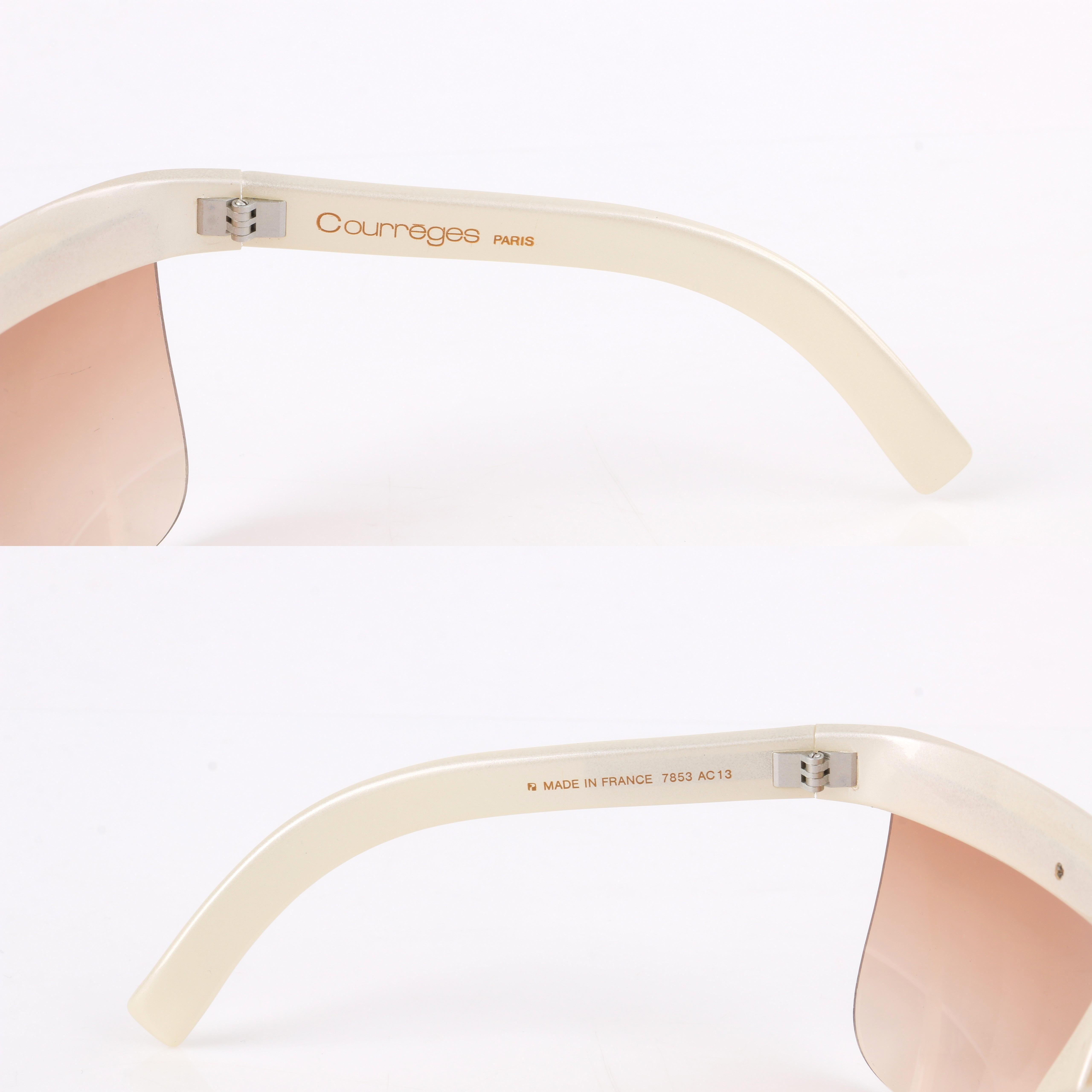 COURREGES c.1970's Off White Plastic Half Frame Futuristic Sunglasses 7853 3