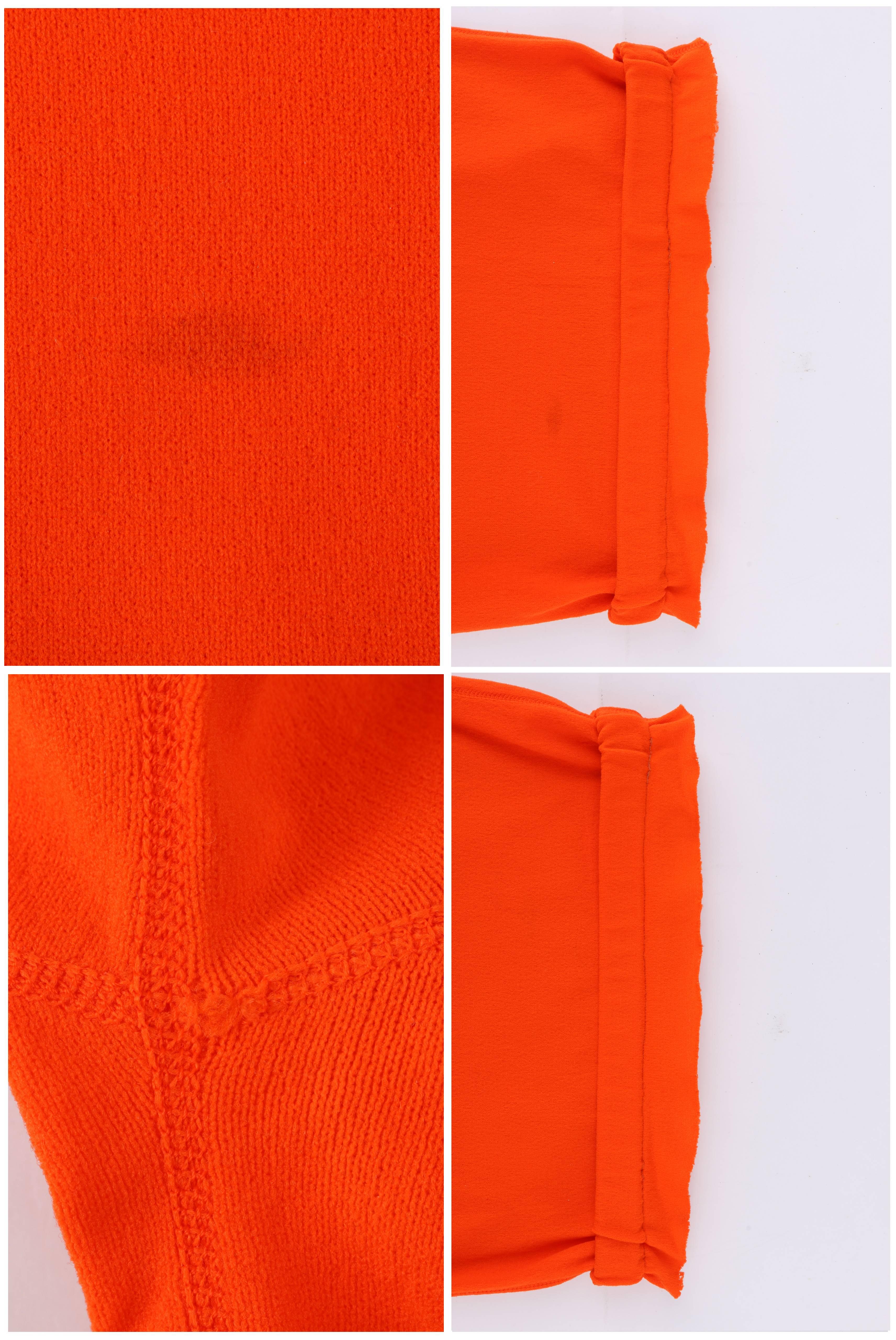 COURREGES c.1970's Orange Knit Short Sleeve Crewneck Top Signature Logo 2