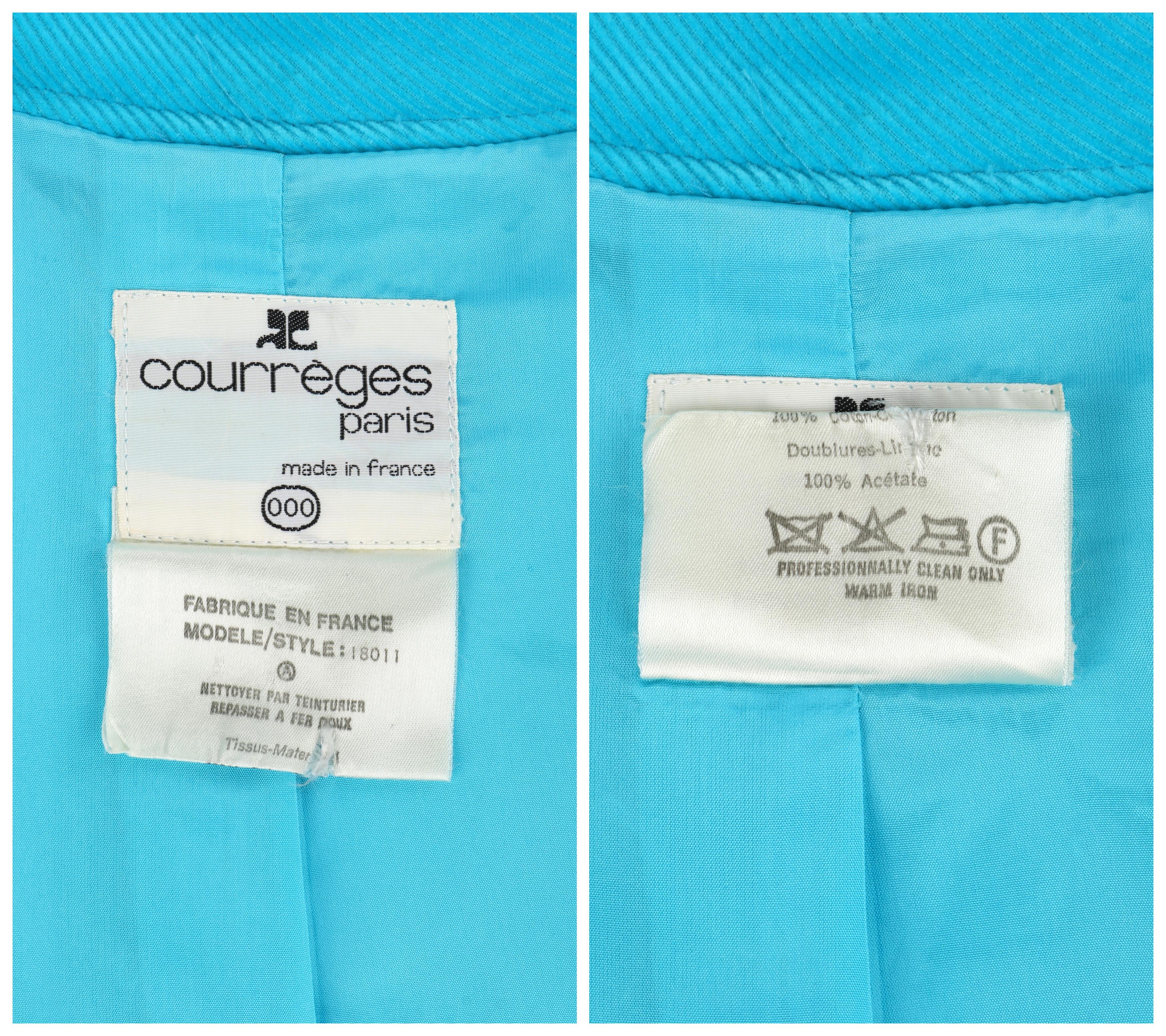 COURREGES c.1970s Teal Corduroy Button-Down Collared Blazer Jacket 4