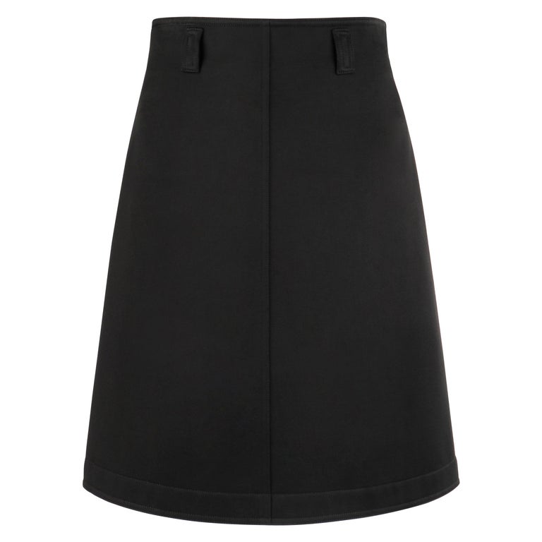 COURREGES c.1990's Black Classic Below Knee Length A-Line Skirt For ...