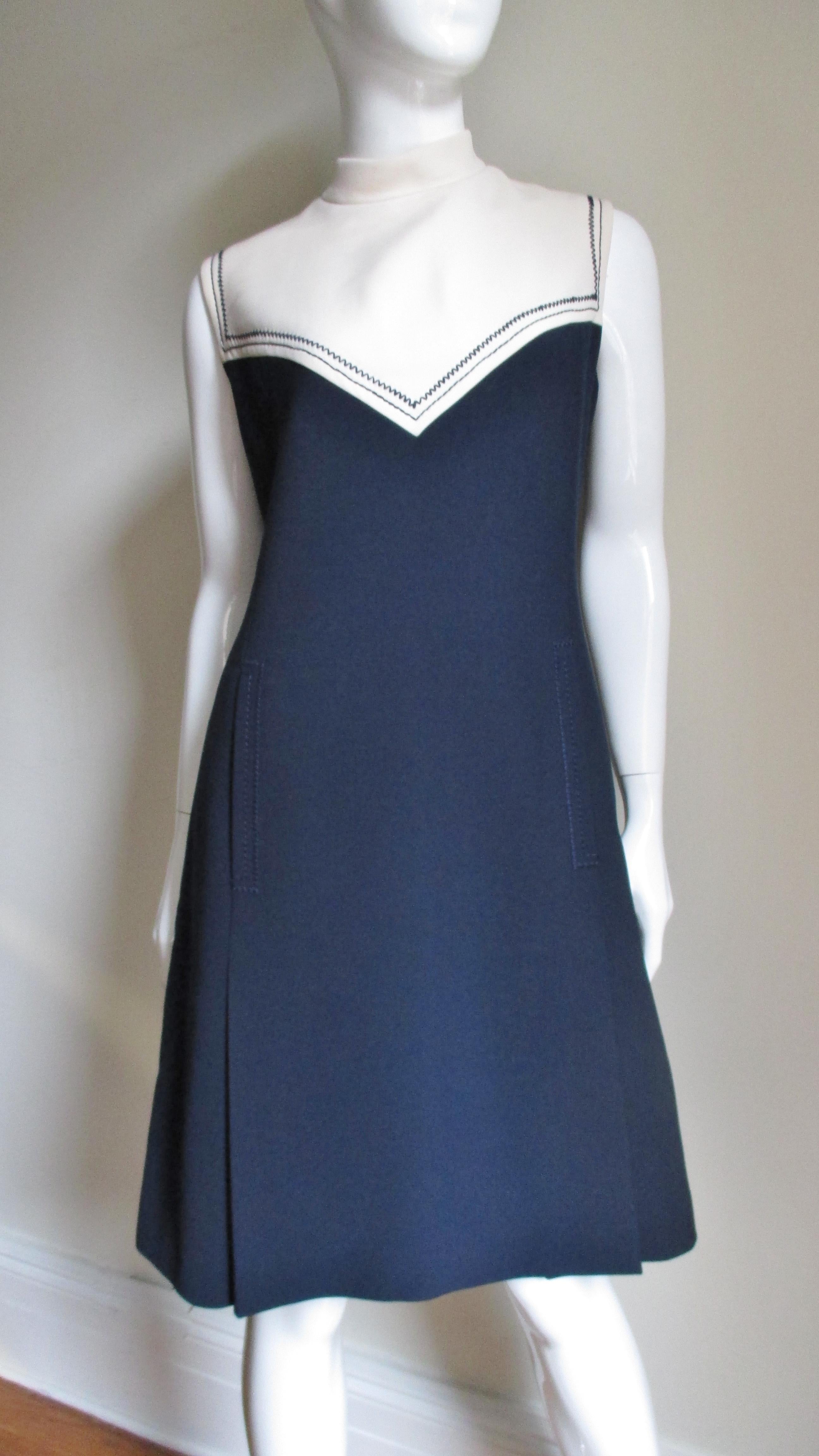 Courreges Color Block Dress 1970s In Good Condition For Sale In Water Mill, NY
