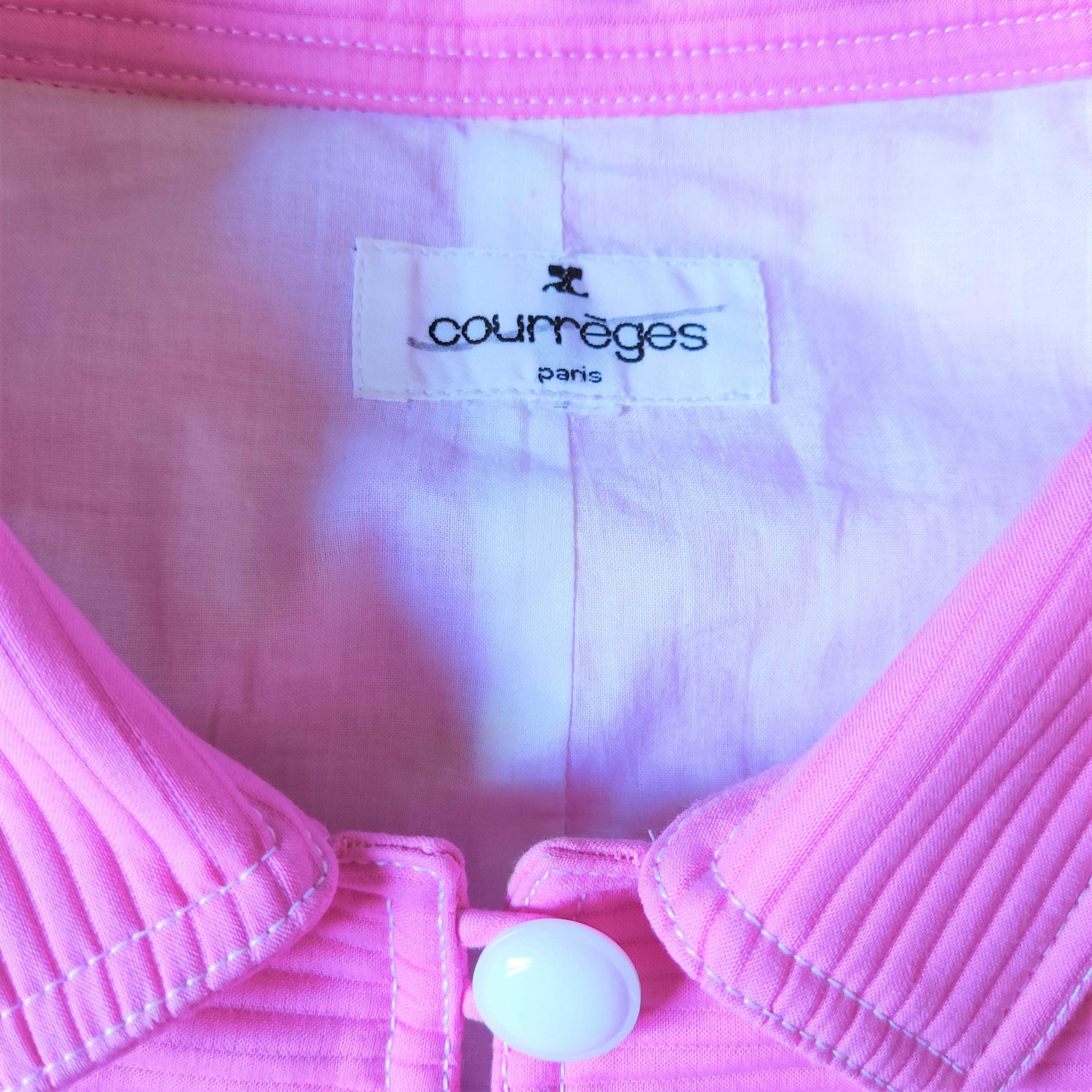 Courrèges Courreges Rose Coton Elégant Soirée Manteau Blazer Veste Vintage en vente 2