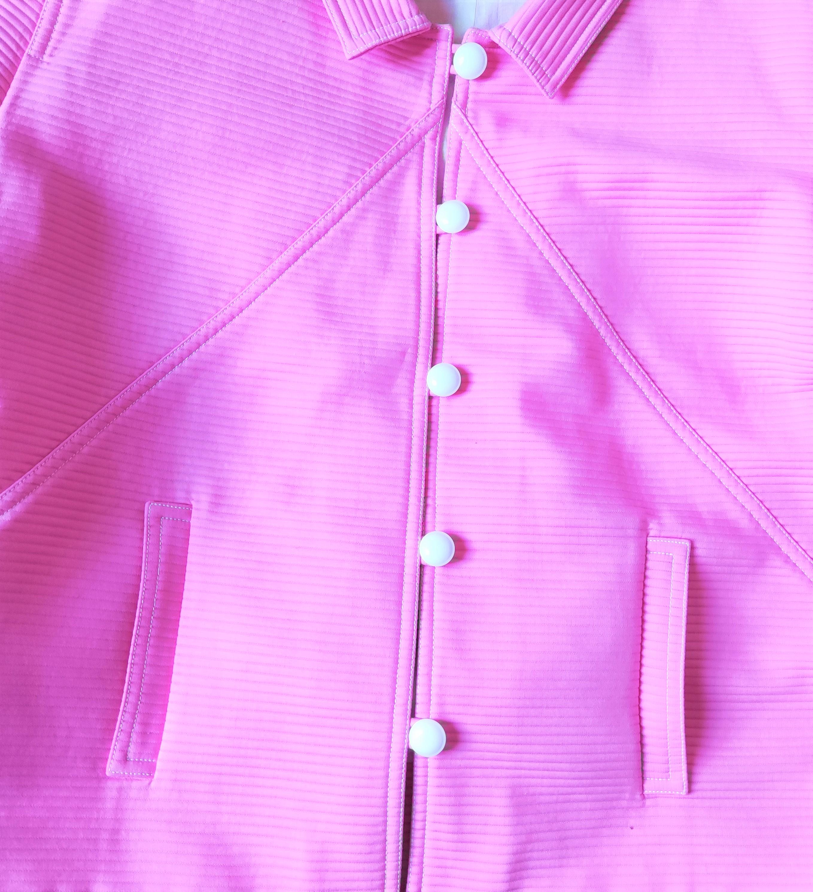 Courrèges Courreges Rose Pink Cotton Elegant Evening Vintage Coat Blazer Jacket For Sale 1