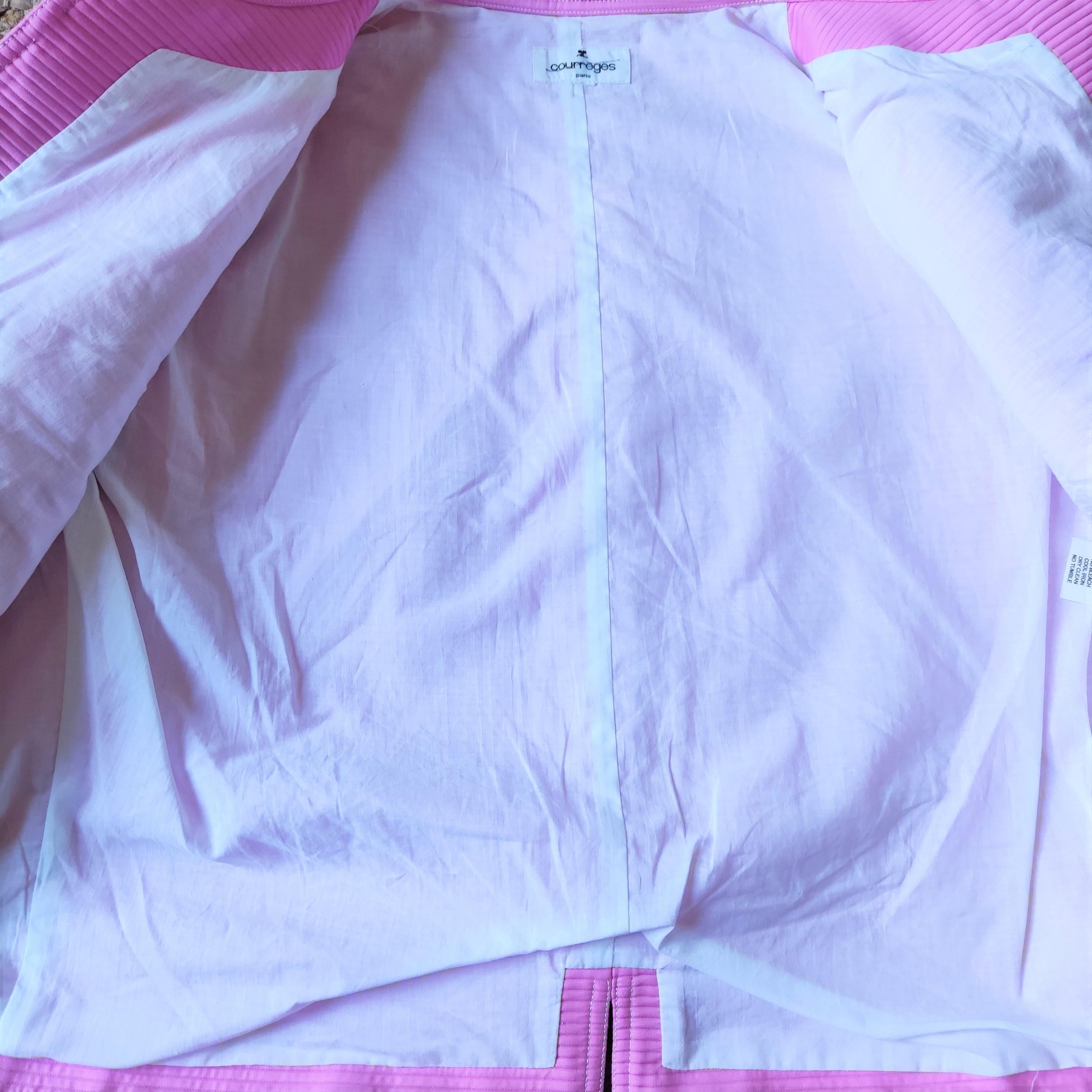 Courrèges Courreges Rose Pink Cotton Elegant Evening Vintage Coat Blazer Jacket For Sale 2