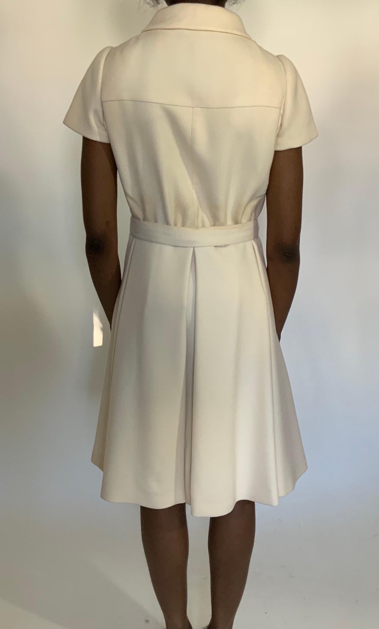 Courreges couture  cream wool dress, circa 1960 In Good Condition In London, GB