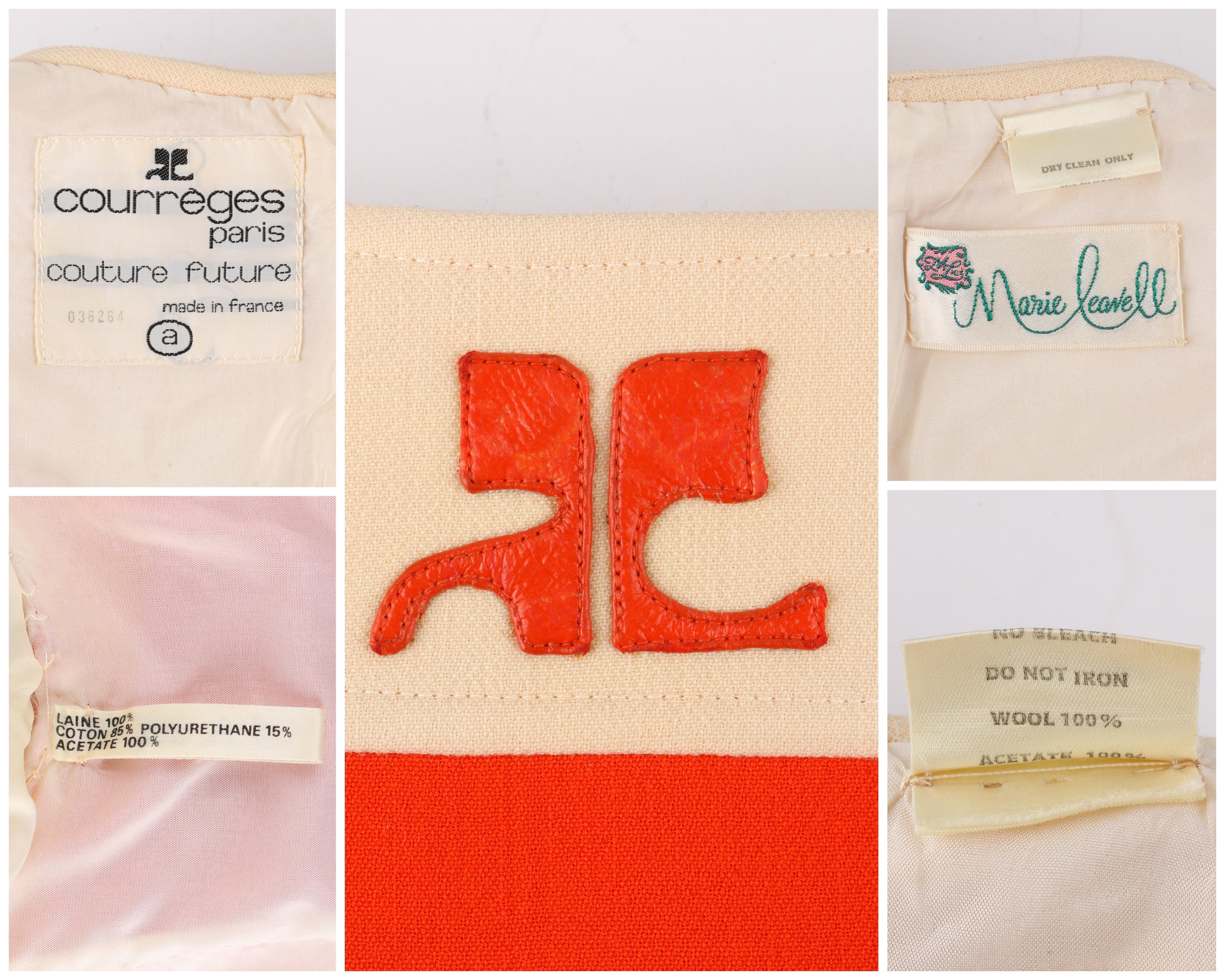 COURREGES Couture Future c.1960’s Orange Mod Signature Logo Wool Sheath Dress In Good Condition For Sale In Thiensville, WI