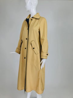 Courreges Couture Future Tan Storm Coat with Navy Corduroy Lining 1970s