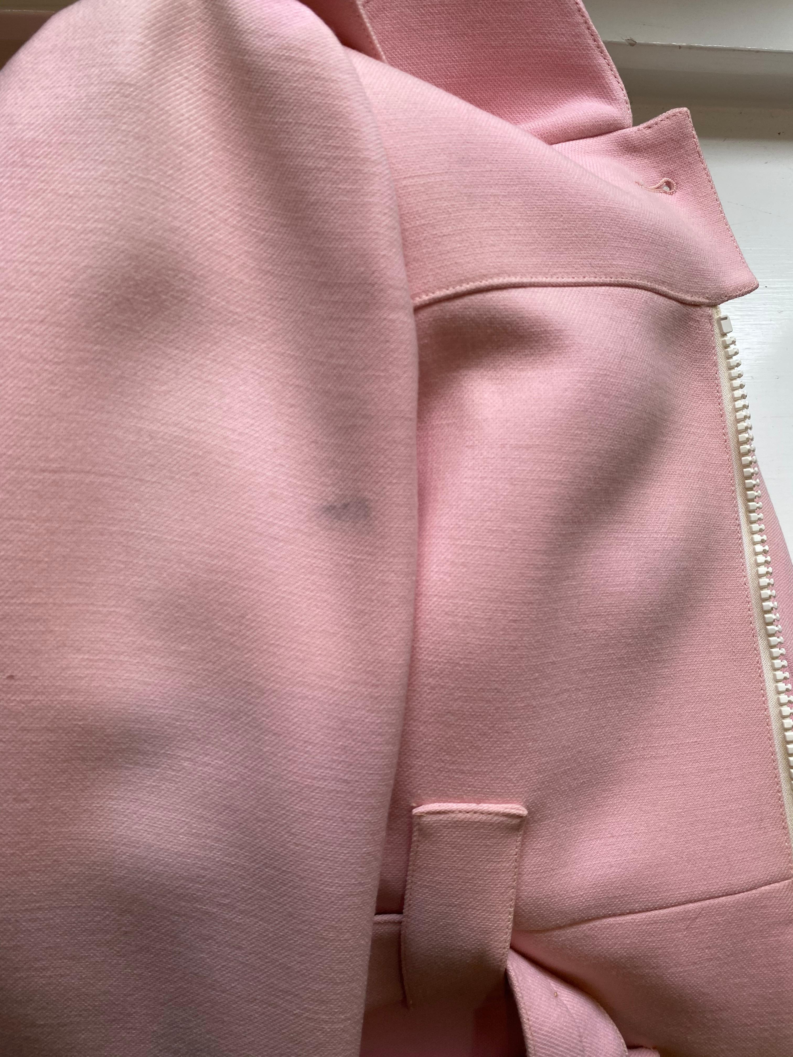 Courreges Couture Future Vintage 1970's Pink Structured Wool Coat 4