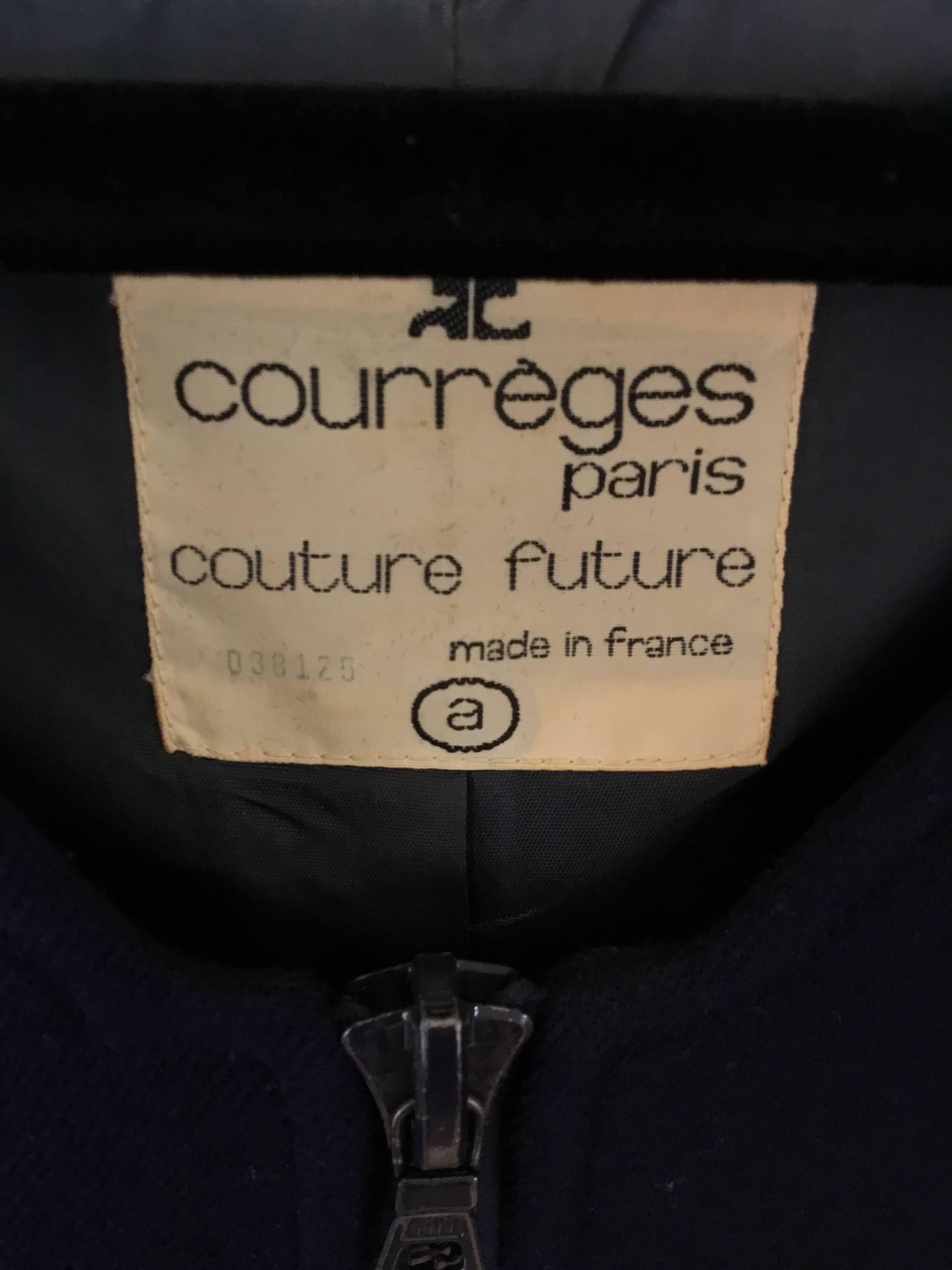 Courreges Couture Future Wool Belted A-Line Vintage Dress  In Excellent Condition For Sale In Carmel, CA