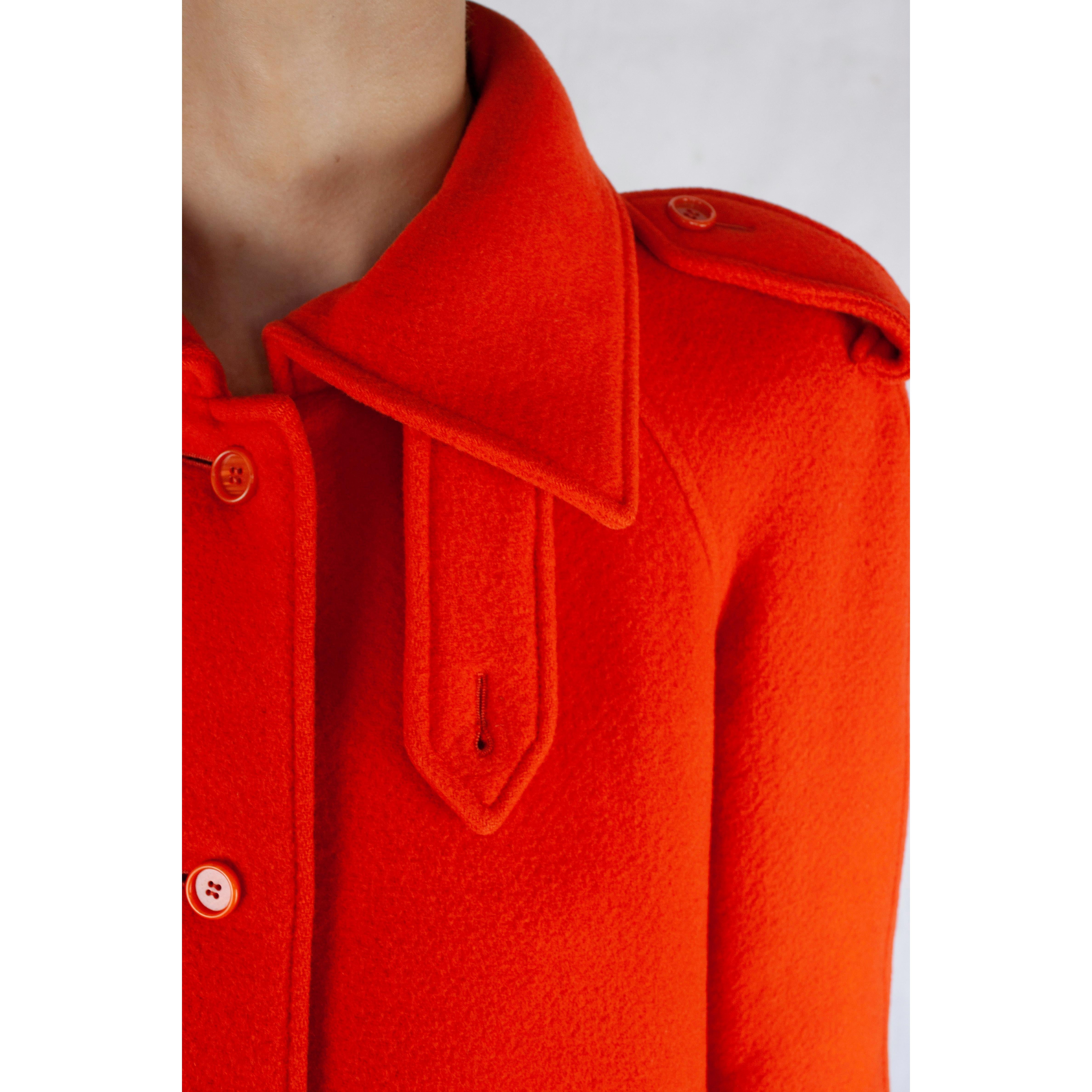 Women's  Courrèges Couture numbered military style wool coat. circa 1967