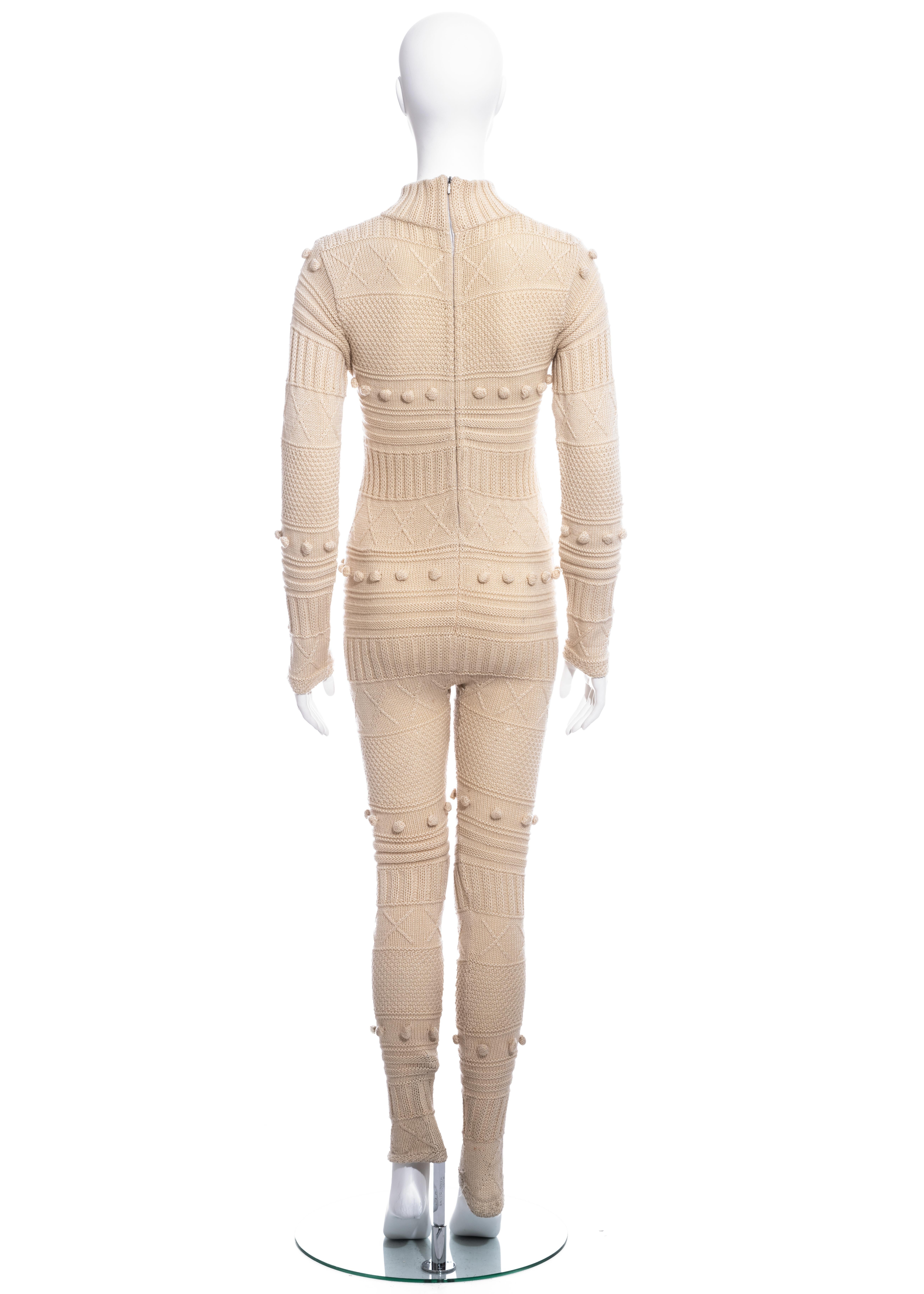 Beige Courreges cream knitted wool jumpsuit, fw 1994